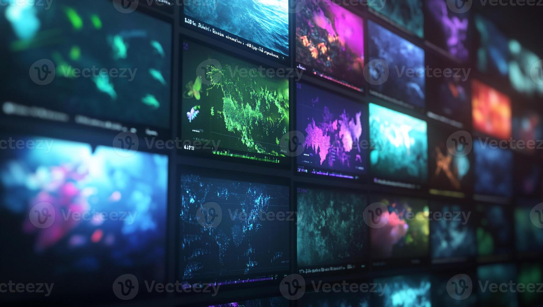 A vibrant display of underwater scenes in a digital format. photo