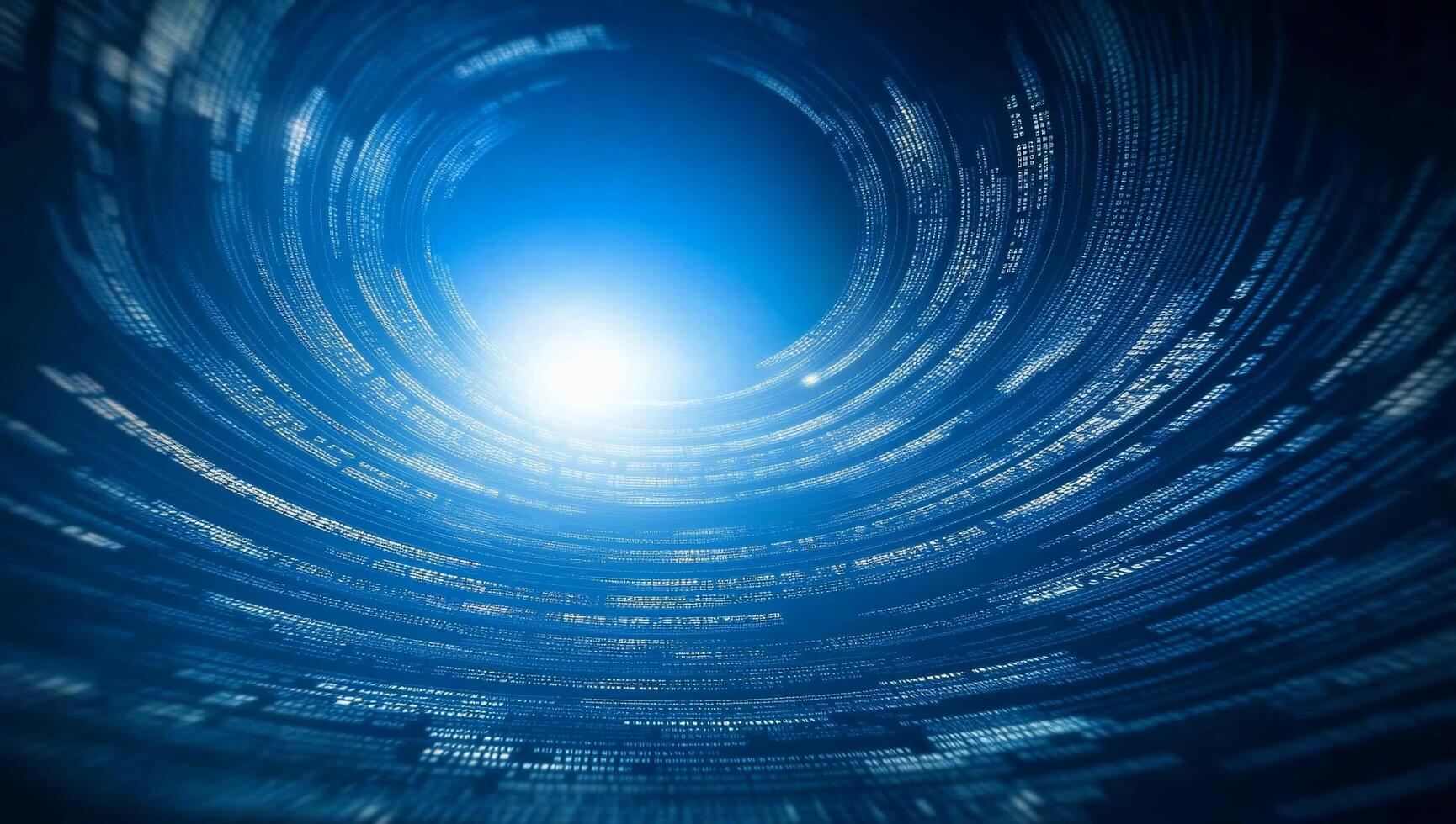 A swirling vortex of digital data and light. photo