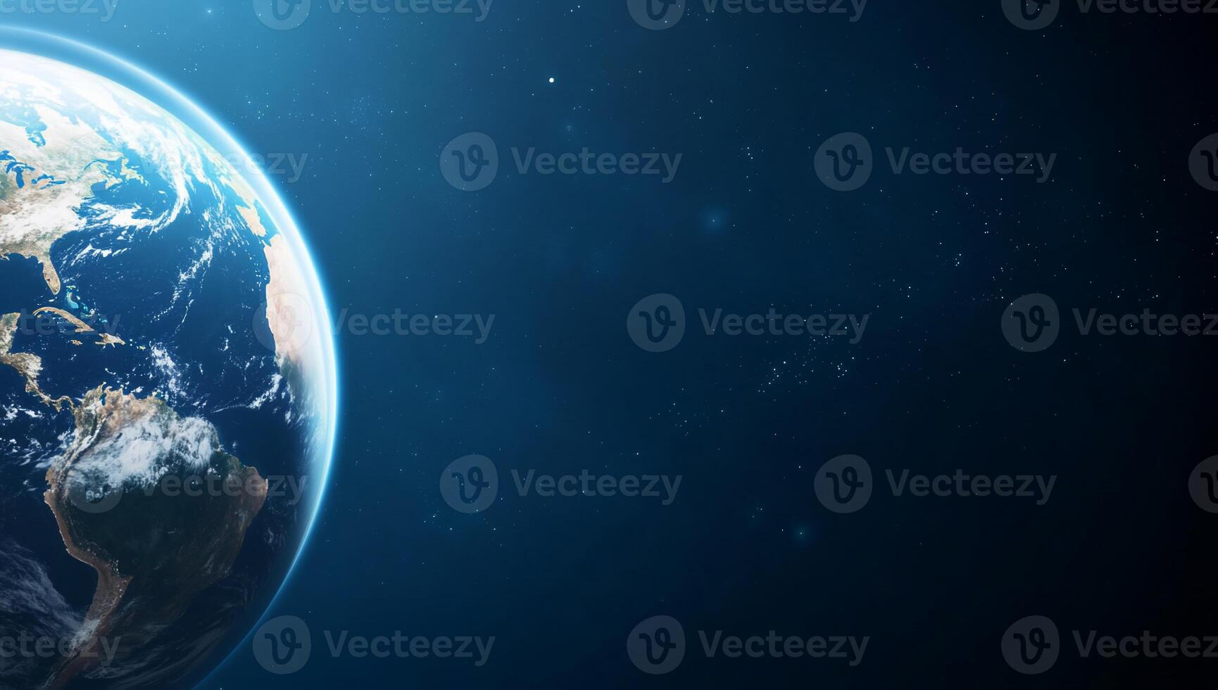 The earth is seen from space with a blue background photo