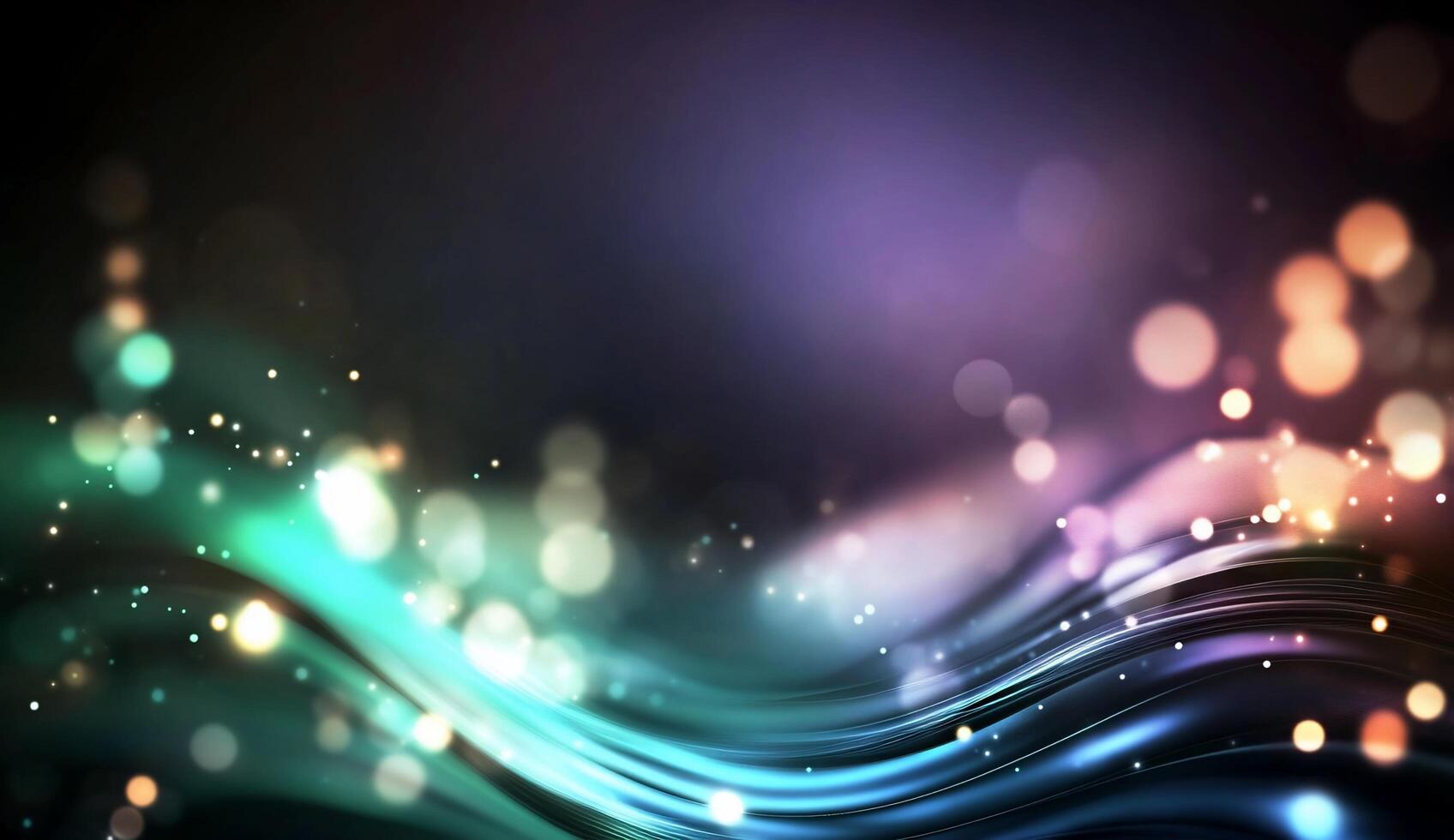 Abstract colorful wave design with glowing particles. photo