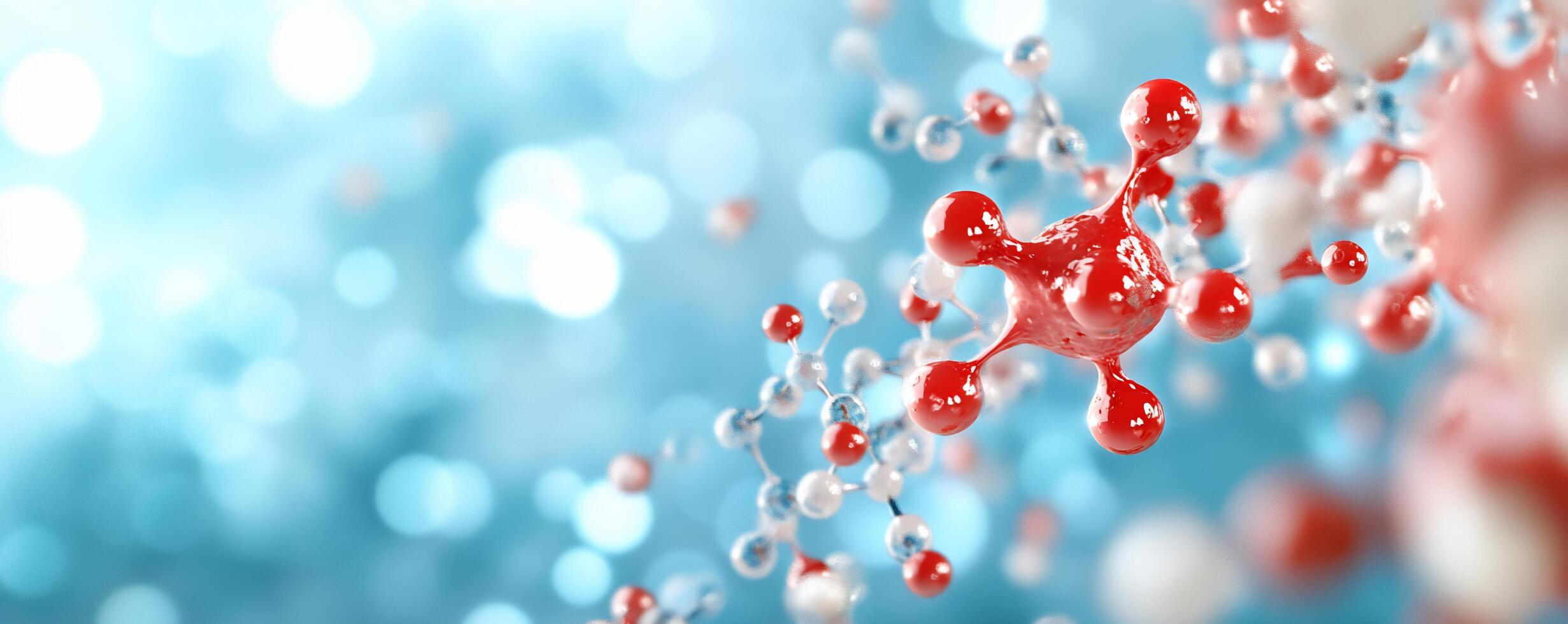 A red and white molecule is floating in the air photo