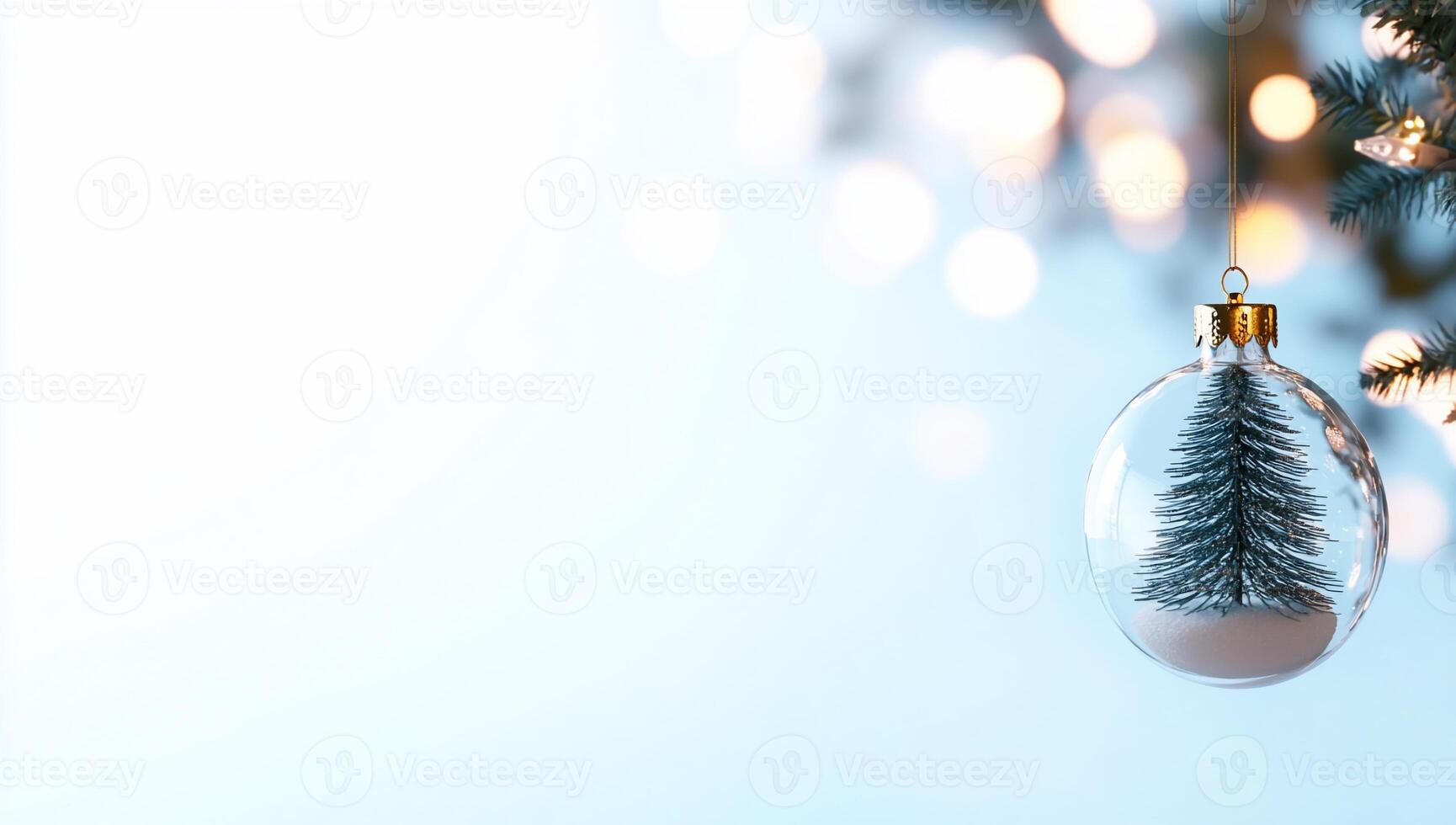 A decorative glass ornament featuring a miniature tree, set against a soft background. photo
