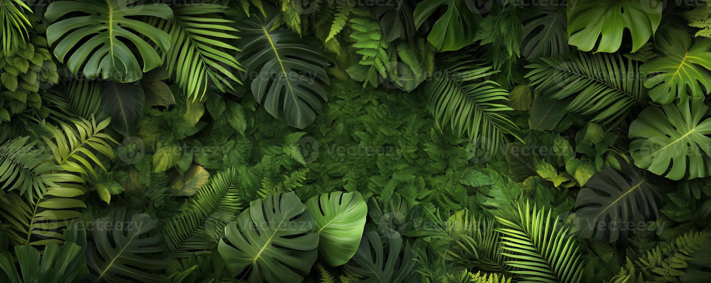 A lush arrangement of green leaves creating a vibrant, natural backdrop. photo
