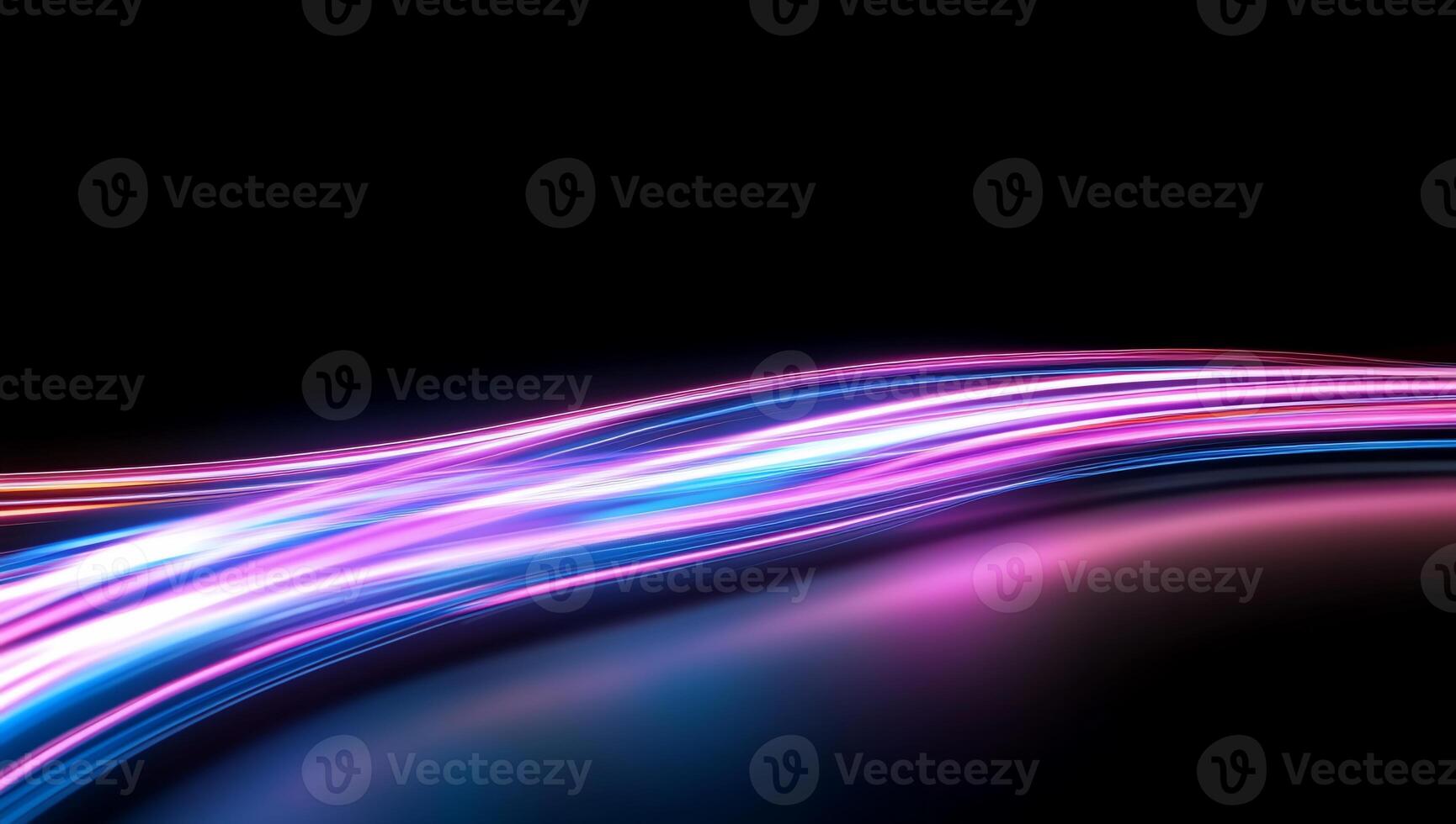Abstract colorful light waves on a dark background. photo