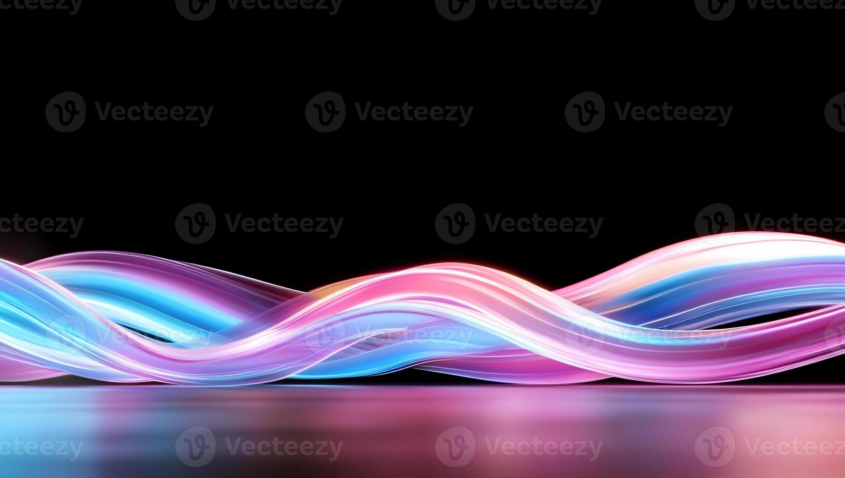Colorful abstract waves of light against a dark background. photo