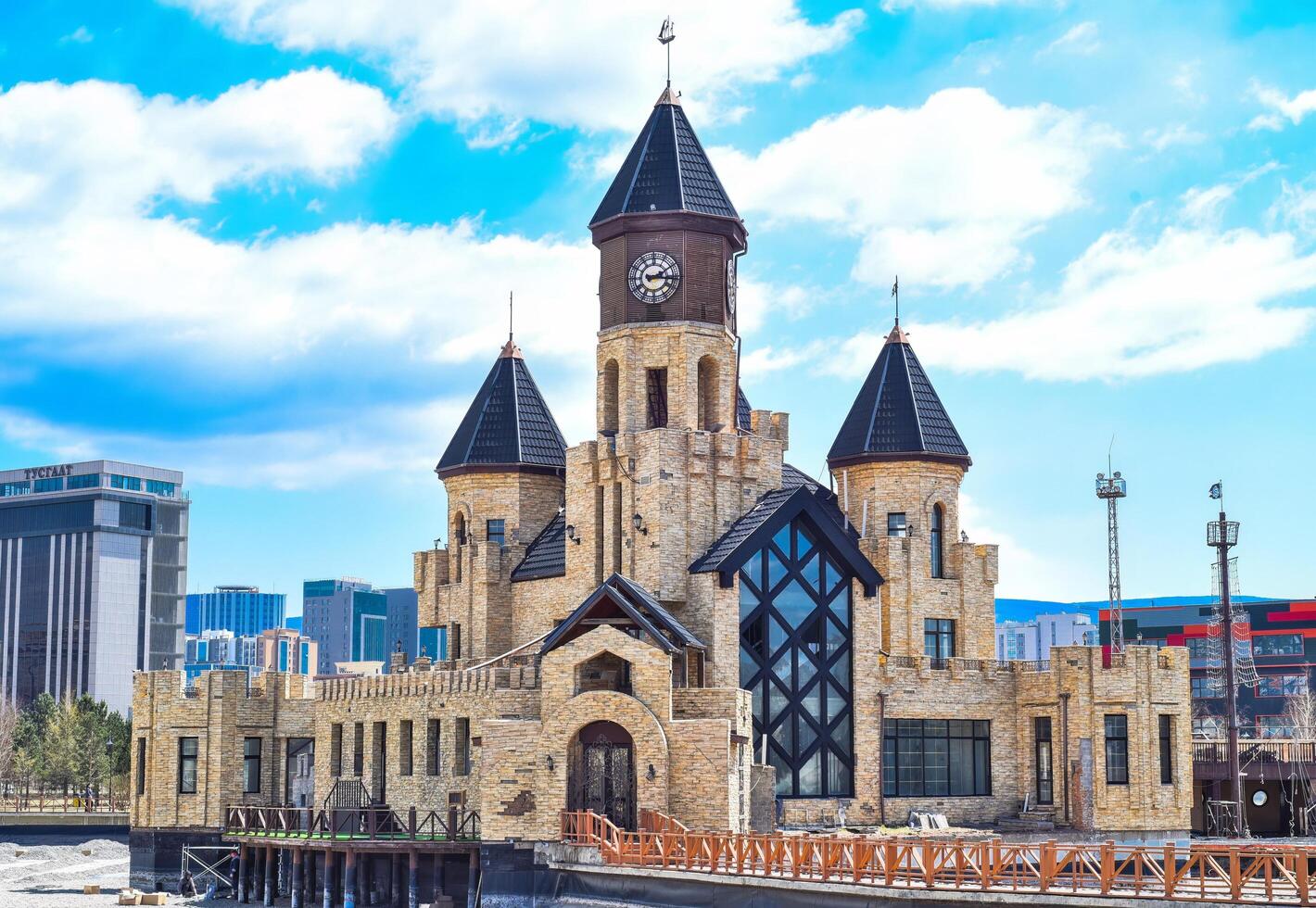Ulaan Baatar, Mongolia - 05.12.2022 Castle in the National Amusement Park of Mongolia photo