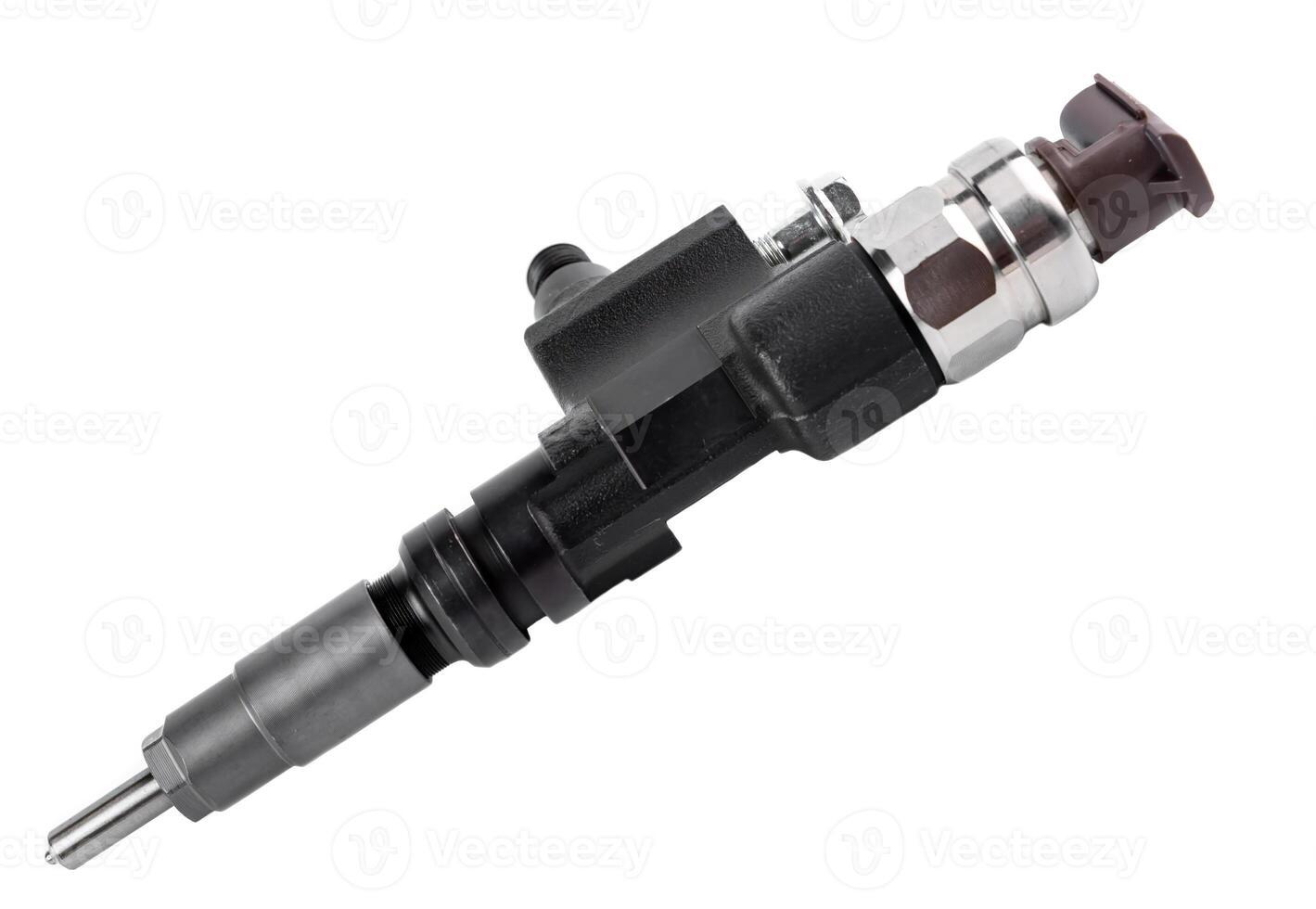 metal fuel injector on white background close up photo