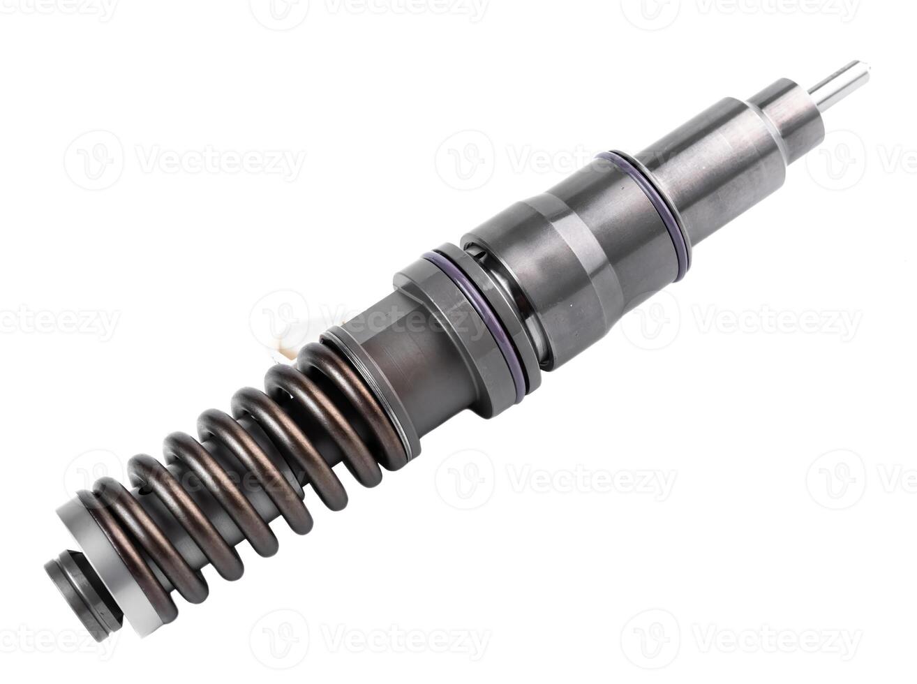 gray fuel injector on white background close photo