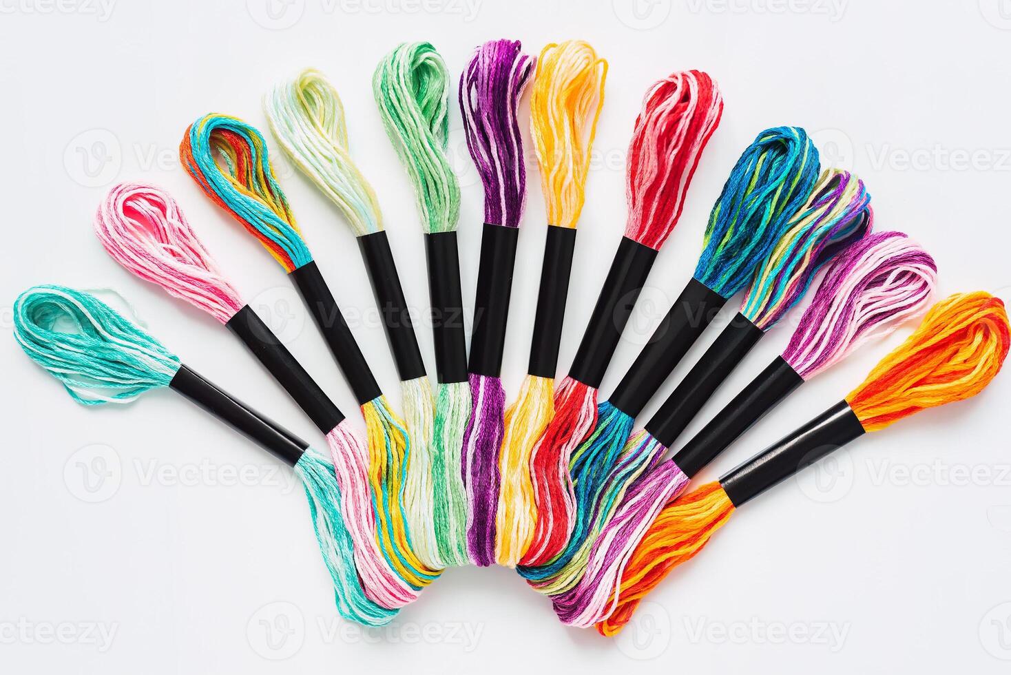 skeins of mouline thread for embroidery melange background photo