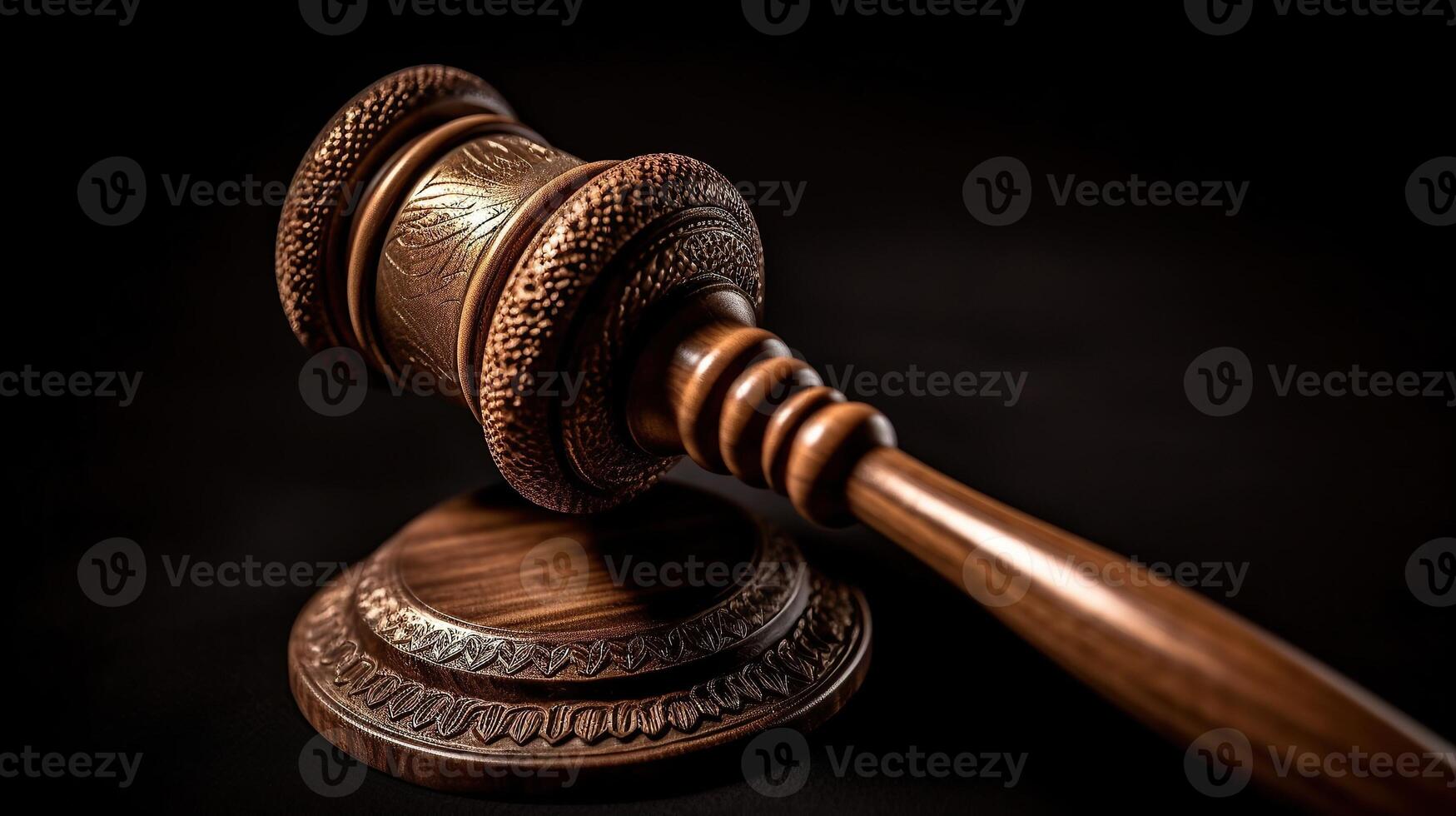 Judge's gavel on black background photo