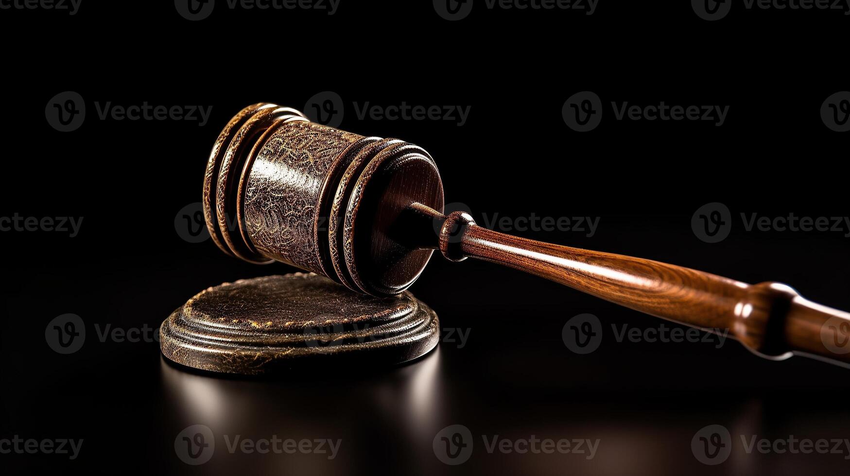 Judge's gavel on black background photo