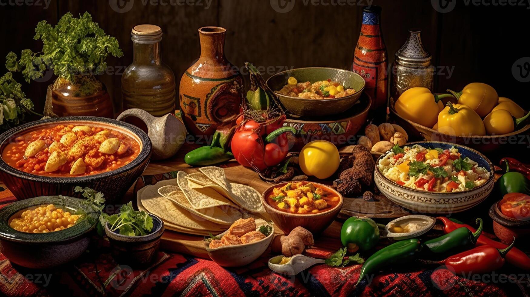 A table with various types of food on it photo