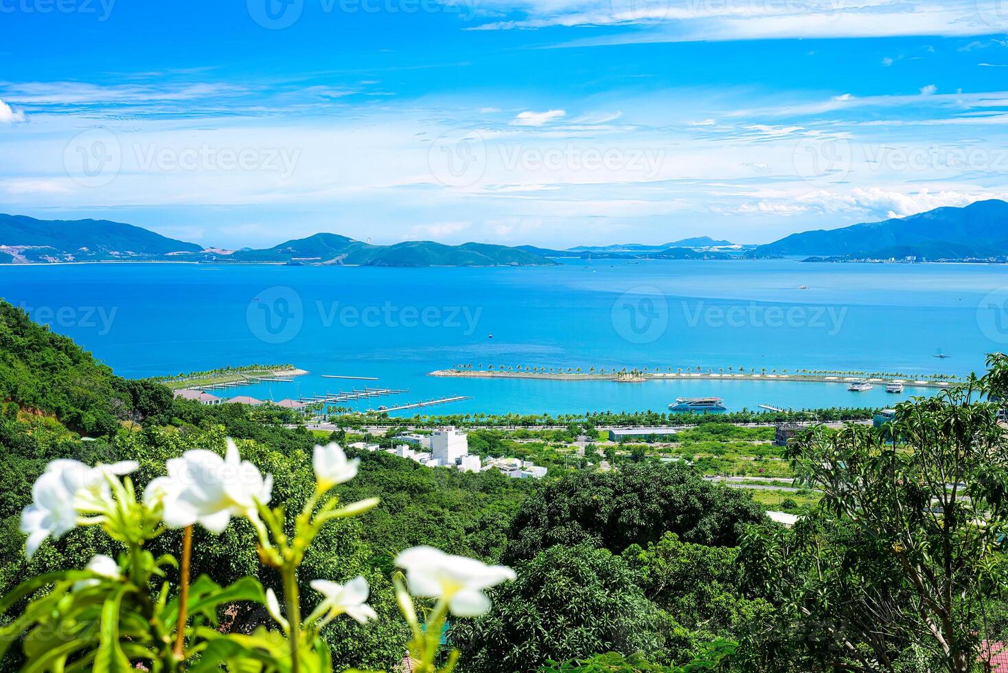 South China sea, landscape view from Chua Da Bao pagoda in Nha Trang Vietnam photo