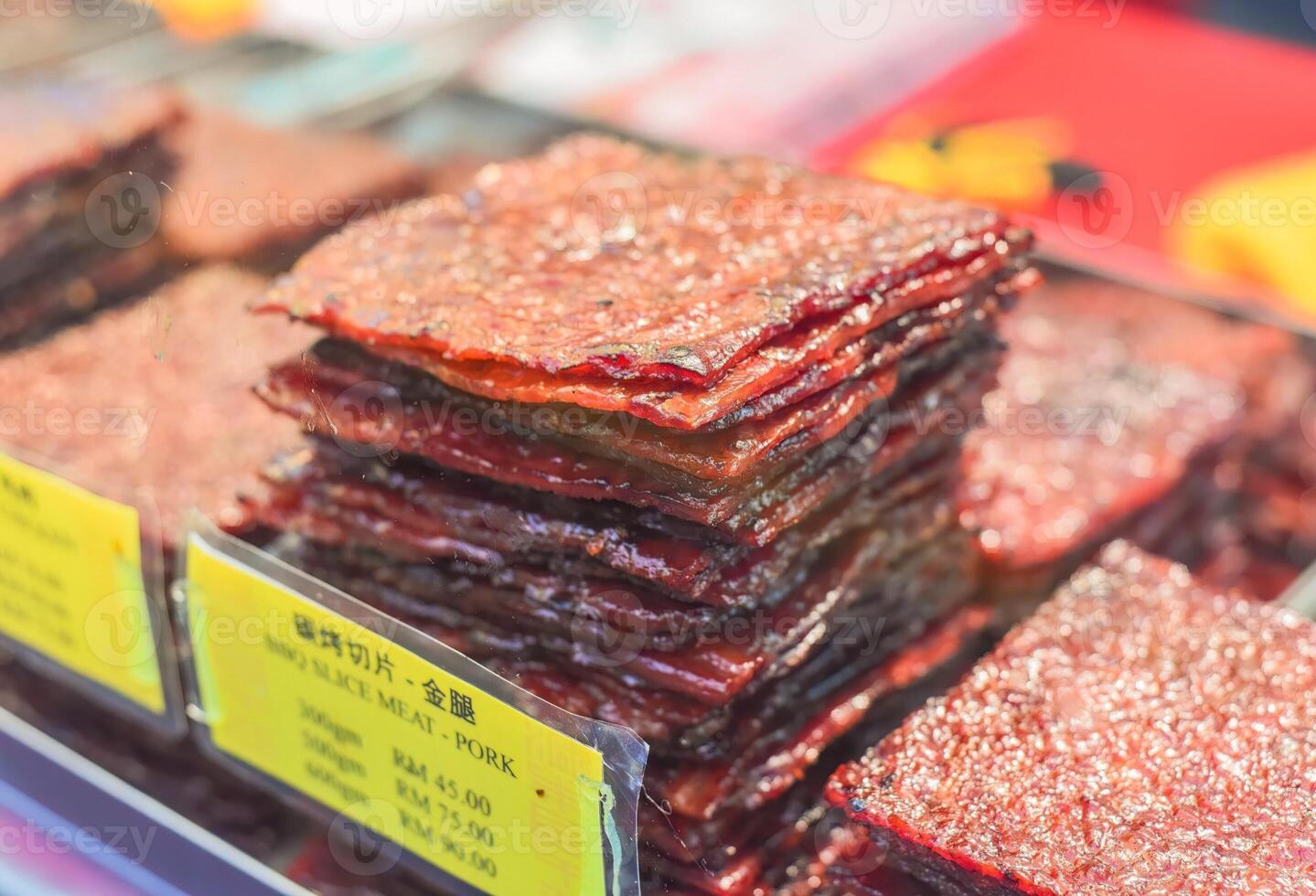 Bbq slice meat pork in the street food Jalan Alor in Kuala Lumpur photo