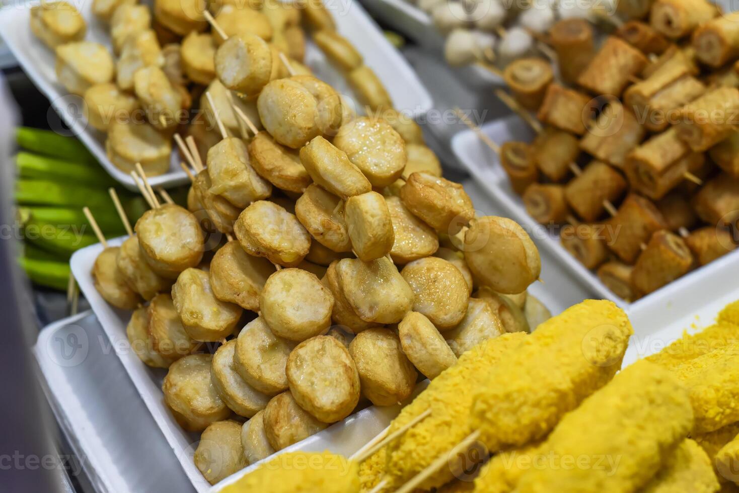 Many jackfruit and seafood in vietnamese night market photo