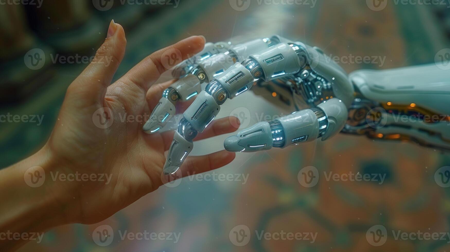 A robot hand reaching out to a person photo
