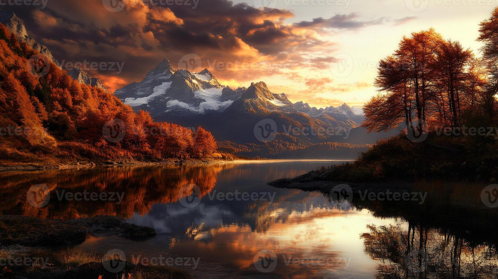 Autumn landscape with mountains and trees photo