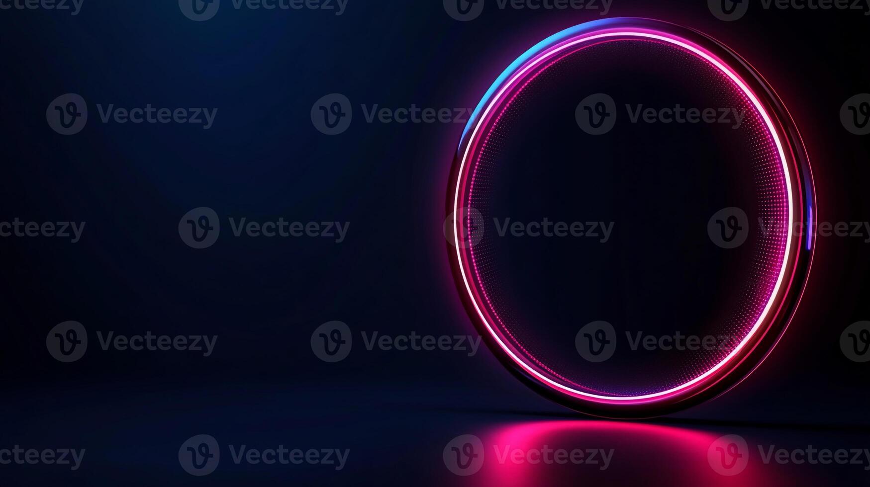 Neon circle frame on dark background photo