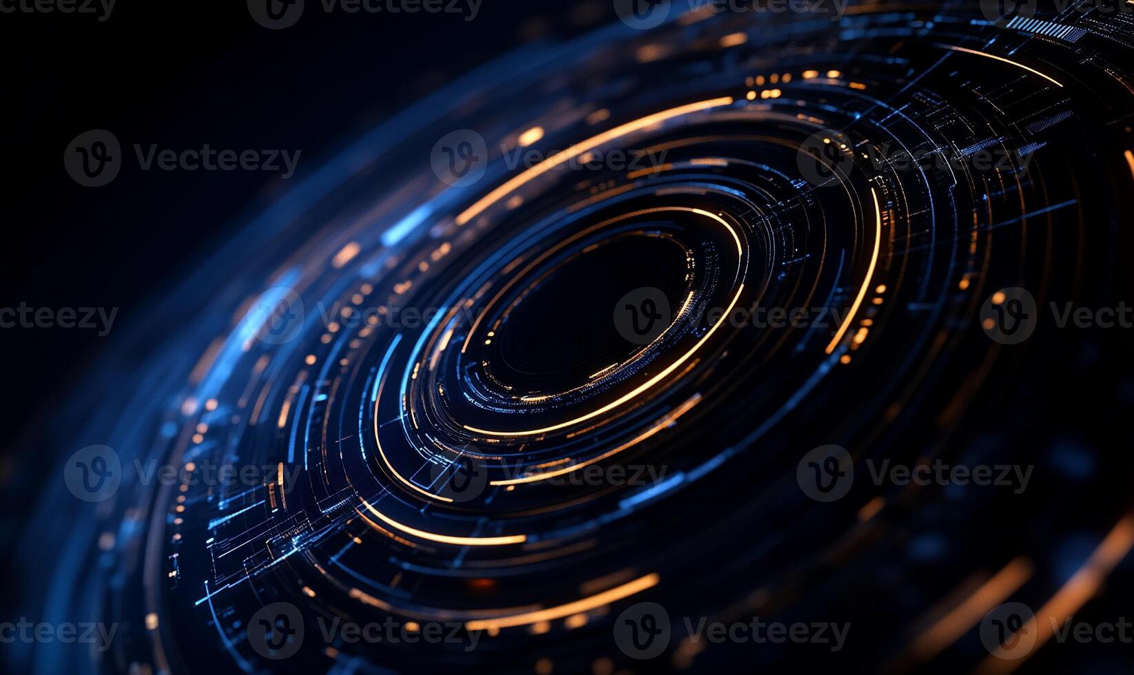 Abstract concentric circles with glowing lines photo