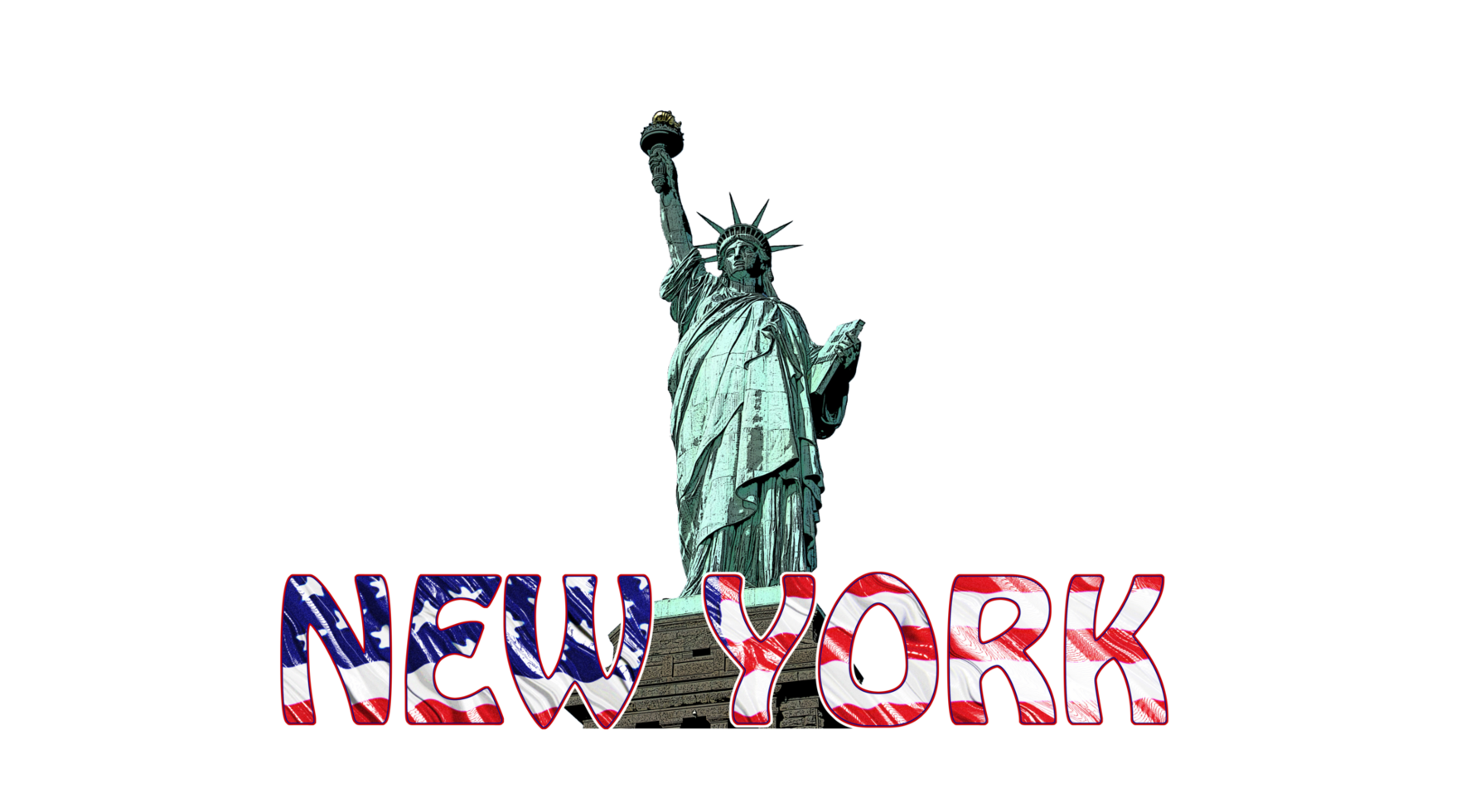 New York with an illustration of the Statue of Liberty on top. png