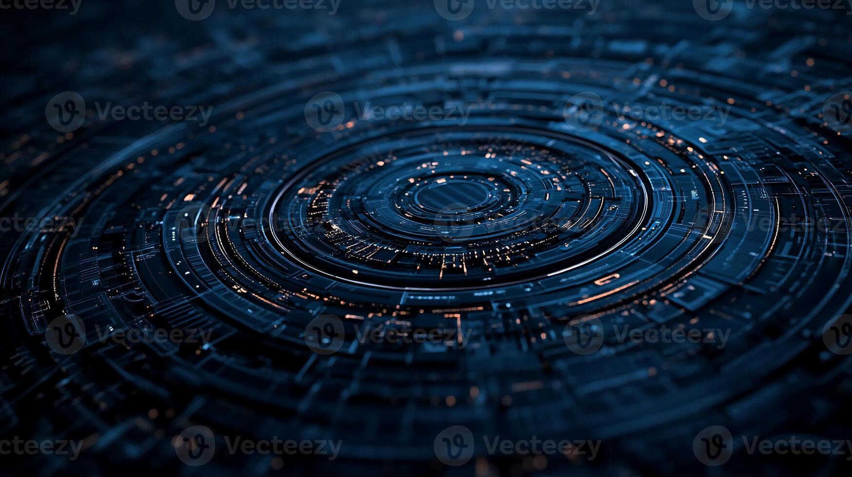 Complex, intricate, circular, technological design photo