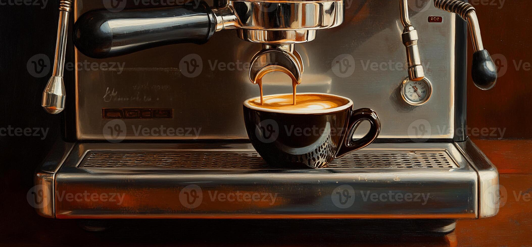Espresso Machine Pouring Into Cup photo