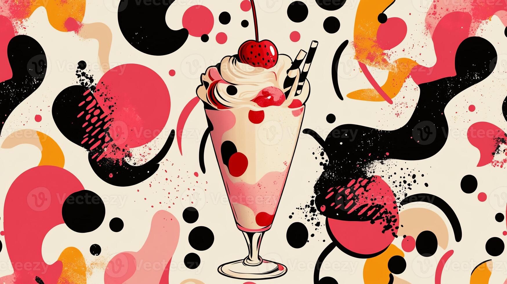 Sweet milkshake with cherry photo
