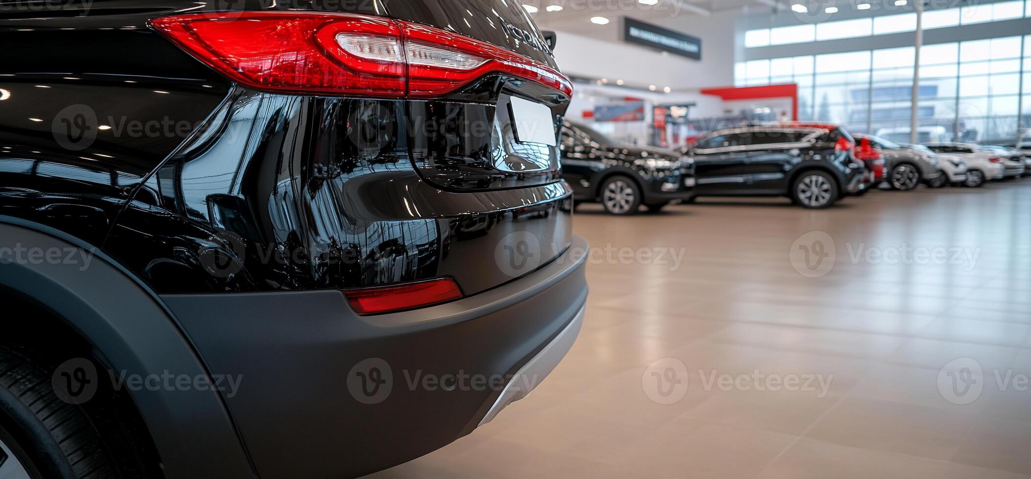 Black SUV in a dealership photo