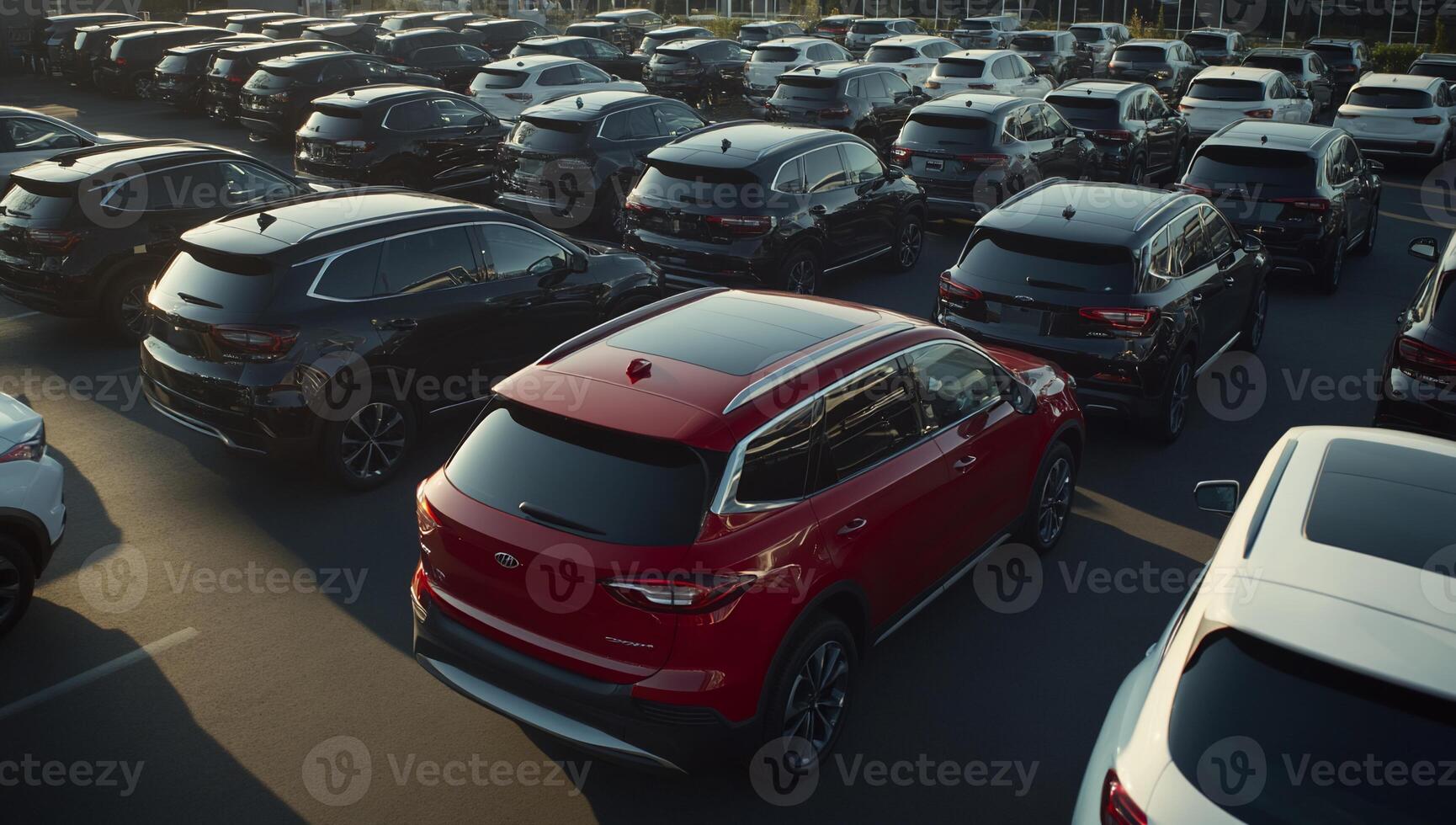 Rows of SUVs in a parking lot photo