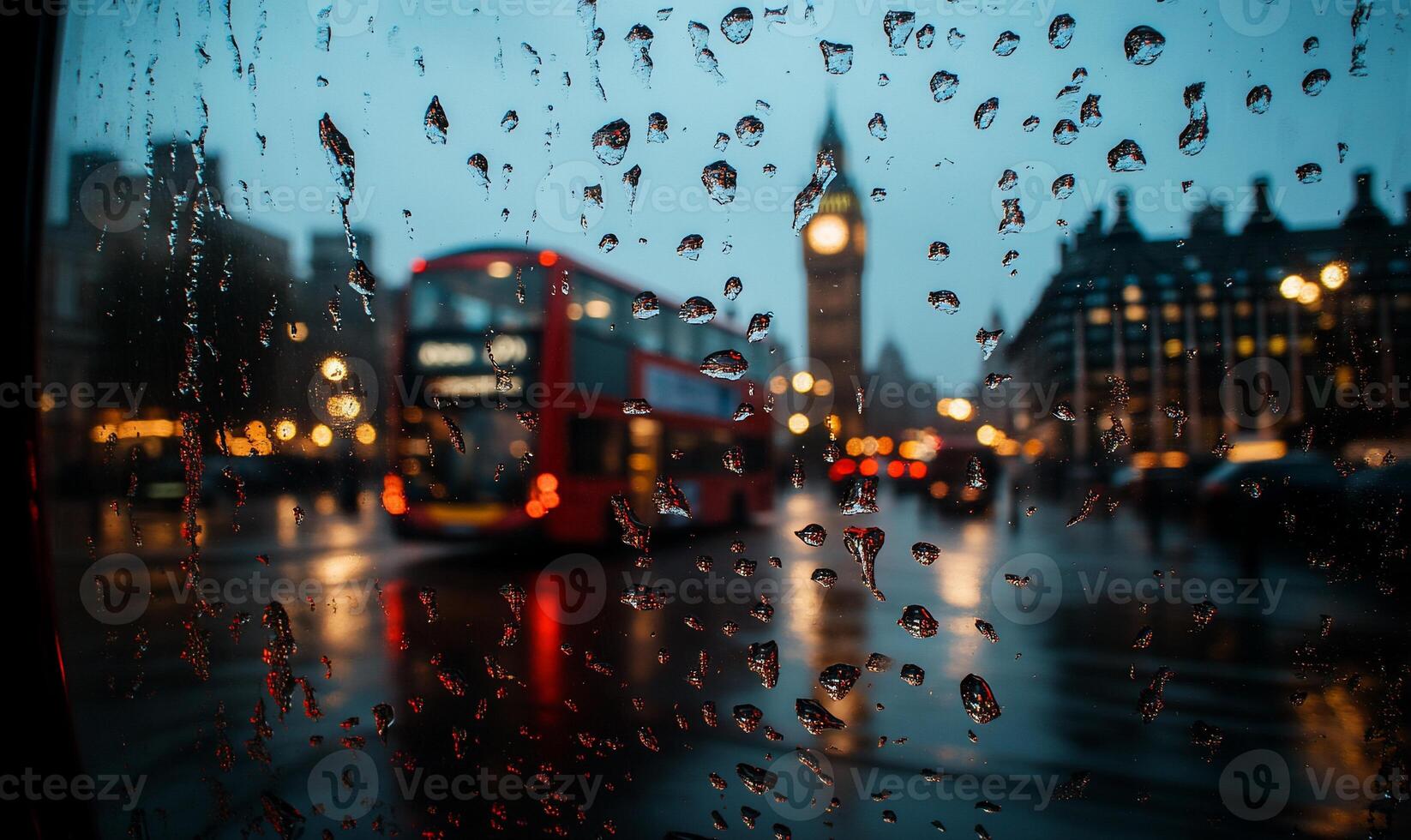Rainy London Bus View photo