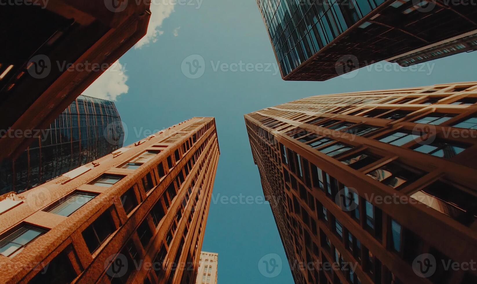 Tall buildings in the city with a blue sky photo