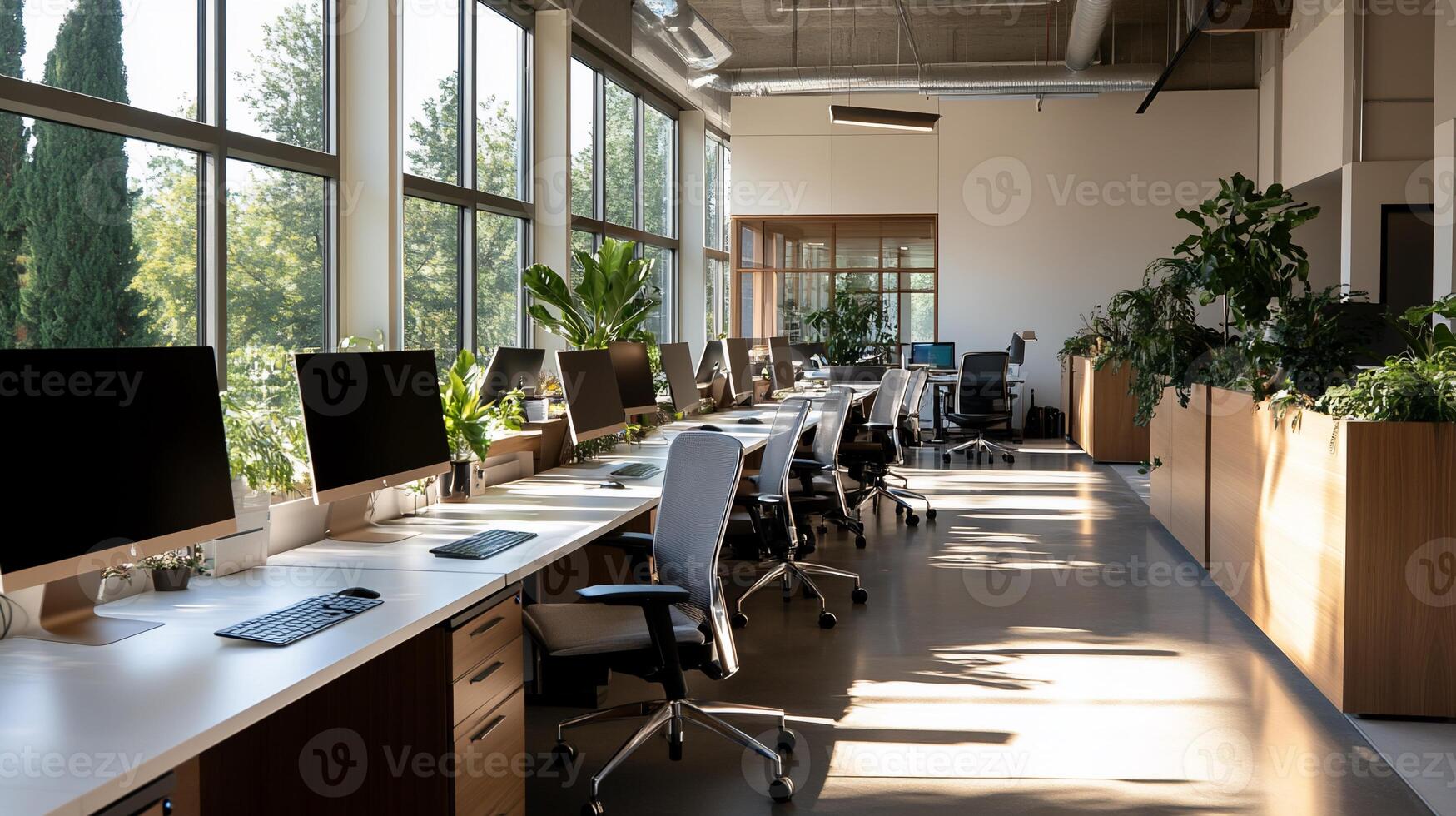 An office with desks and computers photo