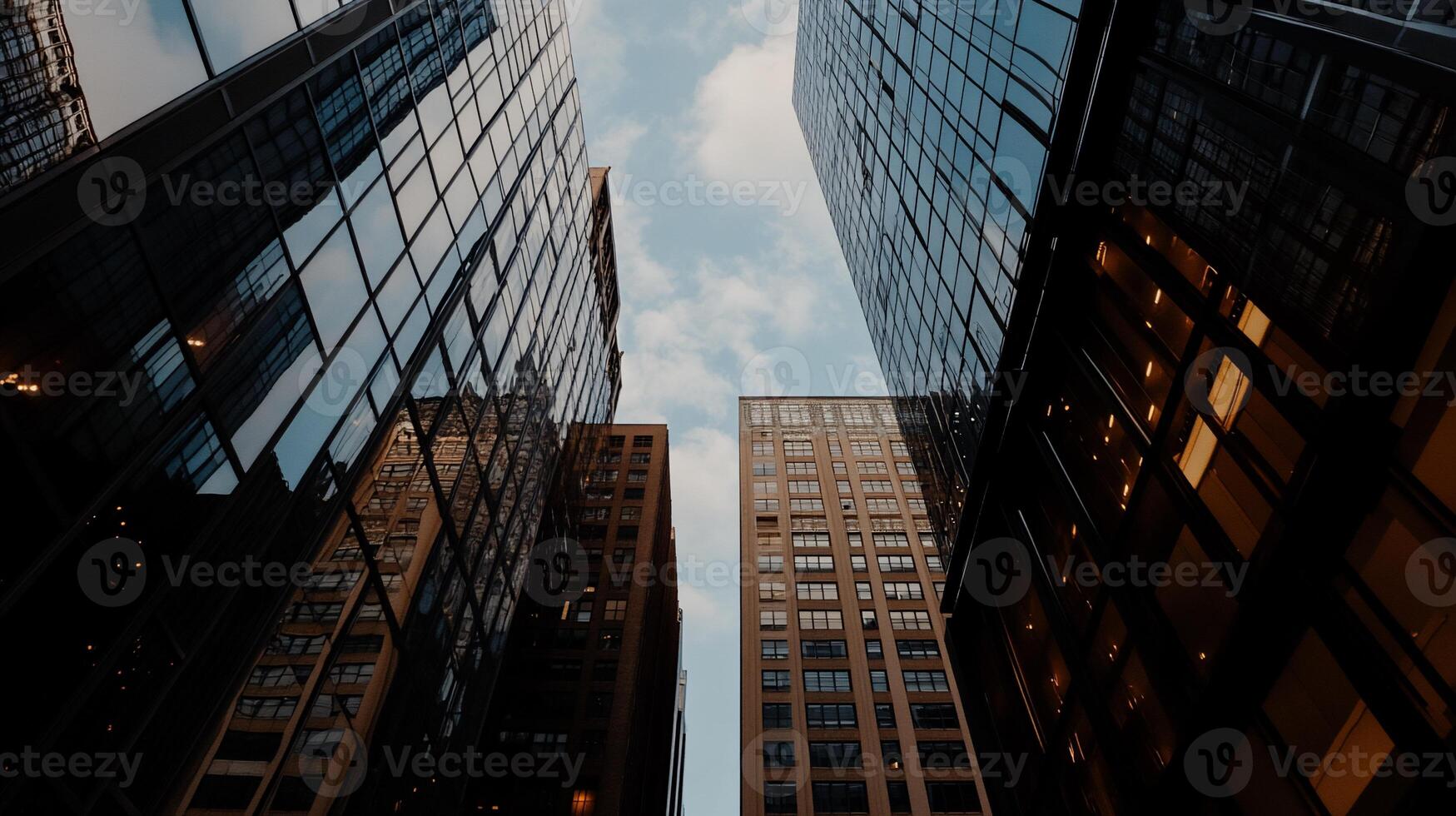 A view of tall buildings in a city photo