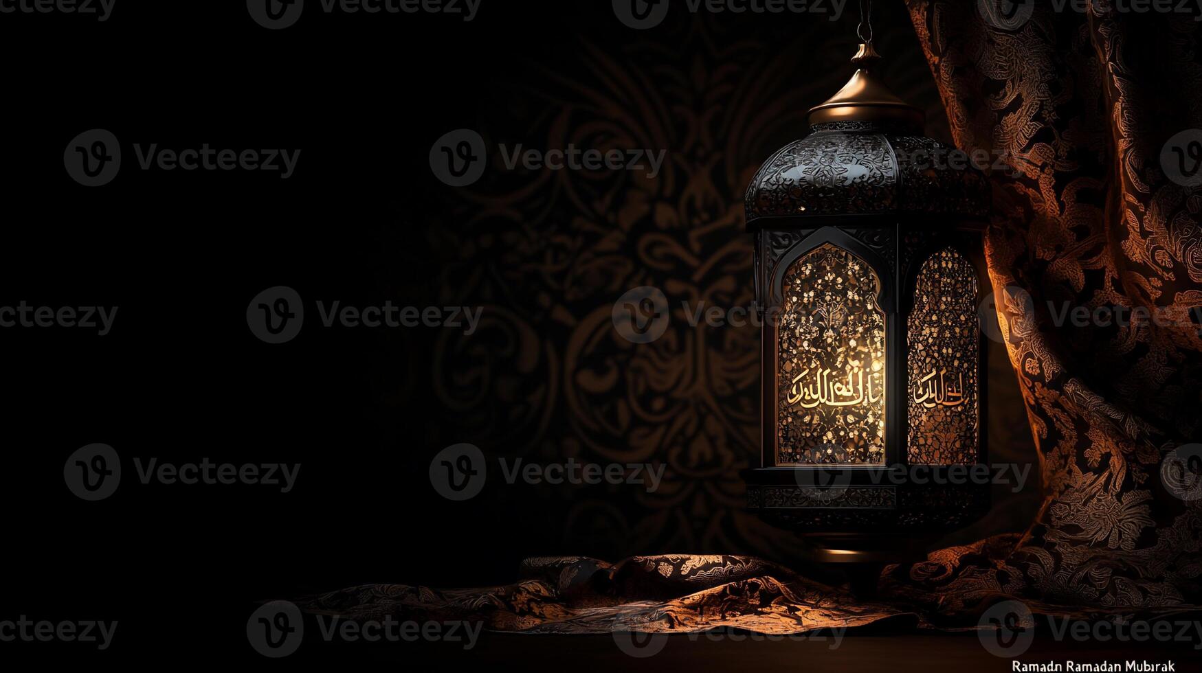 Ornate lantern, glowing light, Ramadan photo