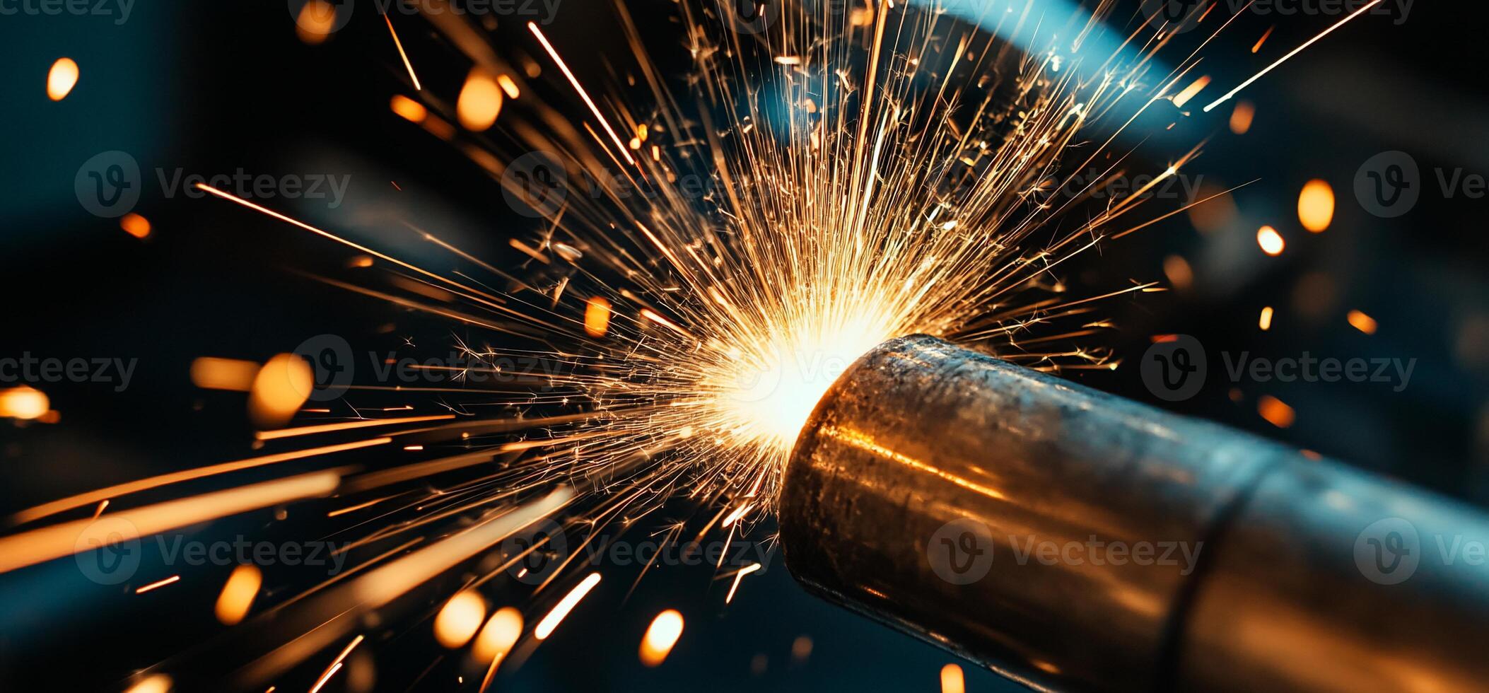 A close up of a spark from a welding machine photo