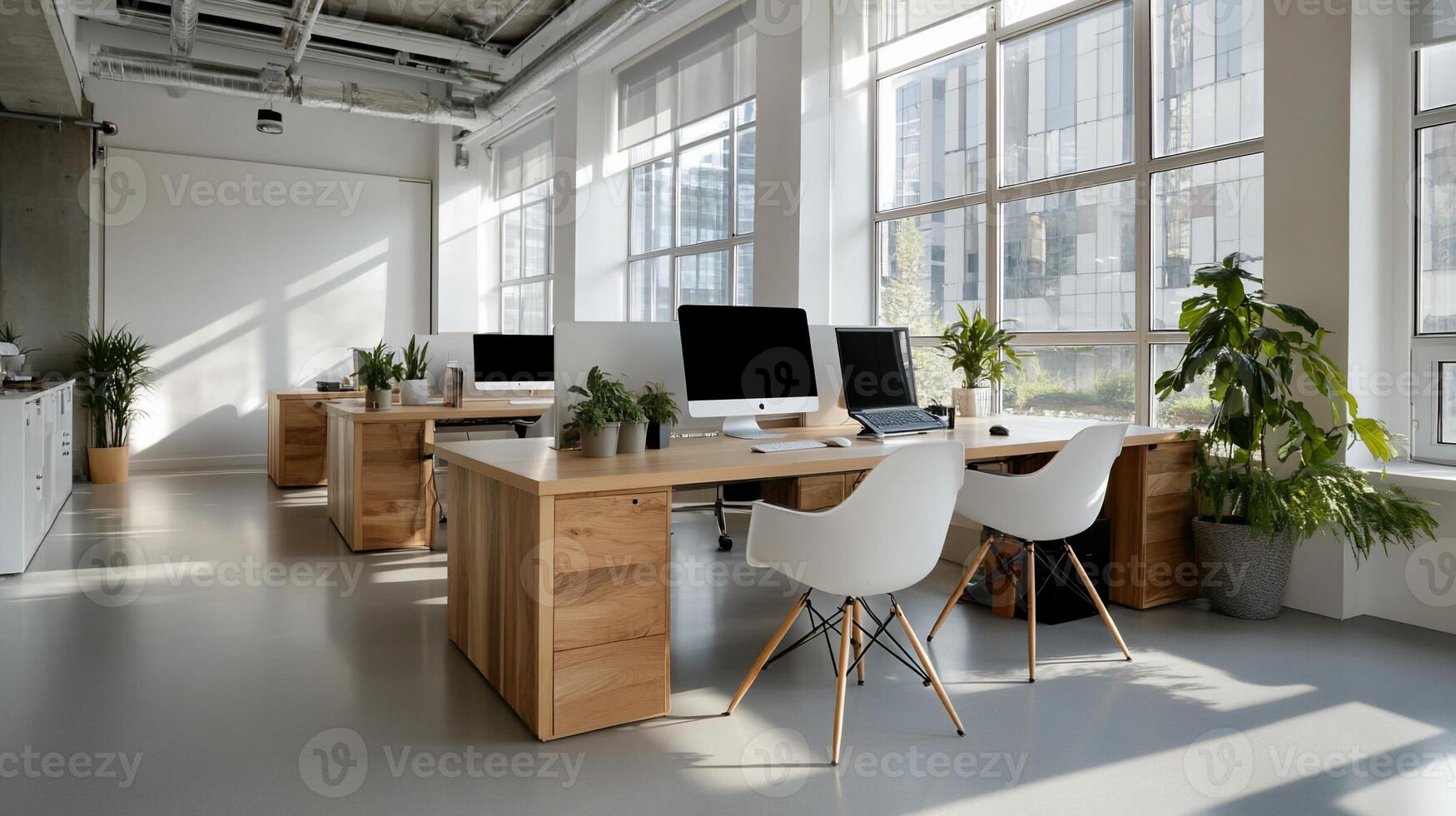 Modern, bright office space with natural light photo