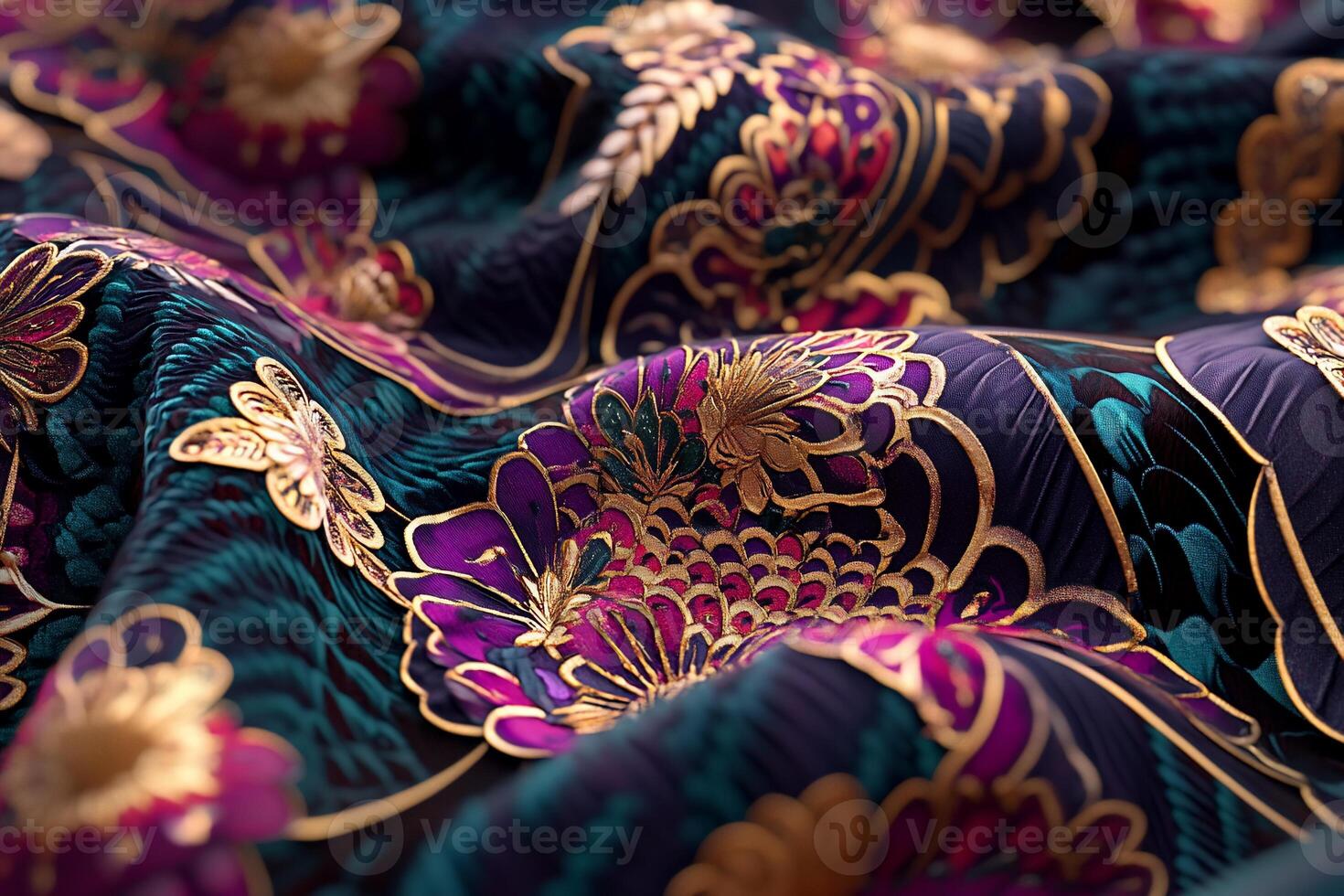Intricate floral textile design photo