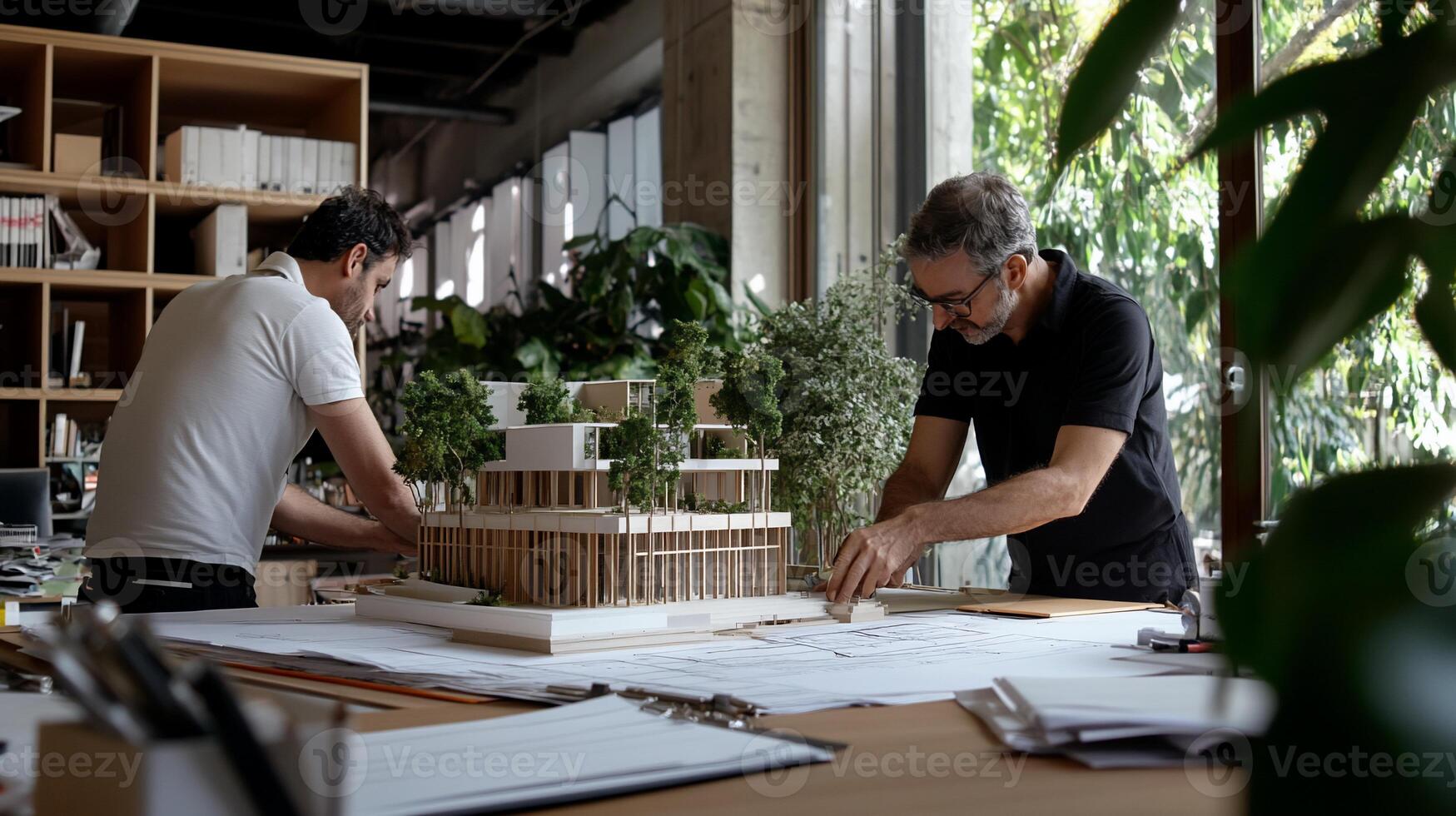Architects working on a model photo