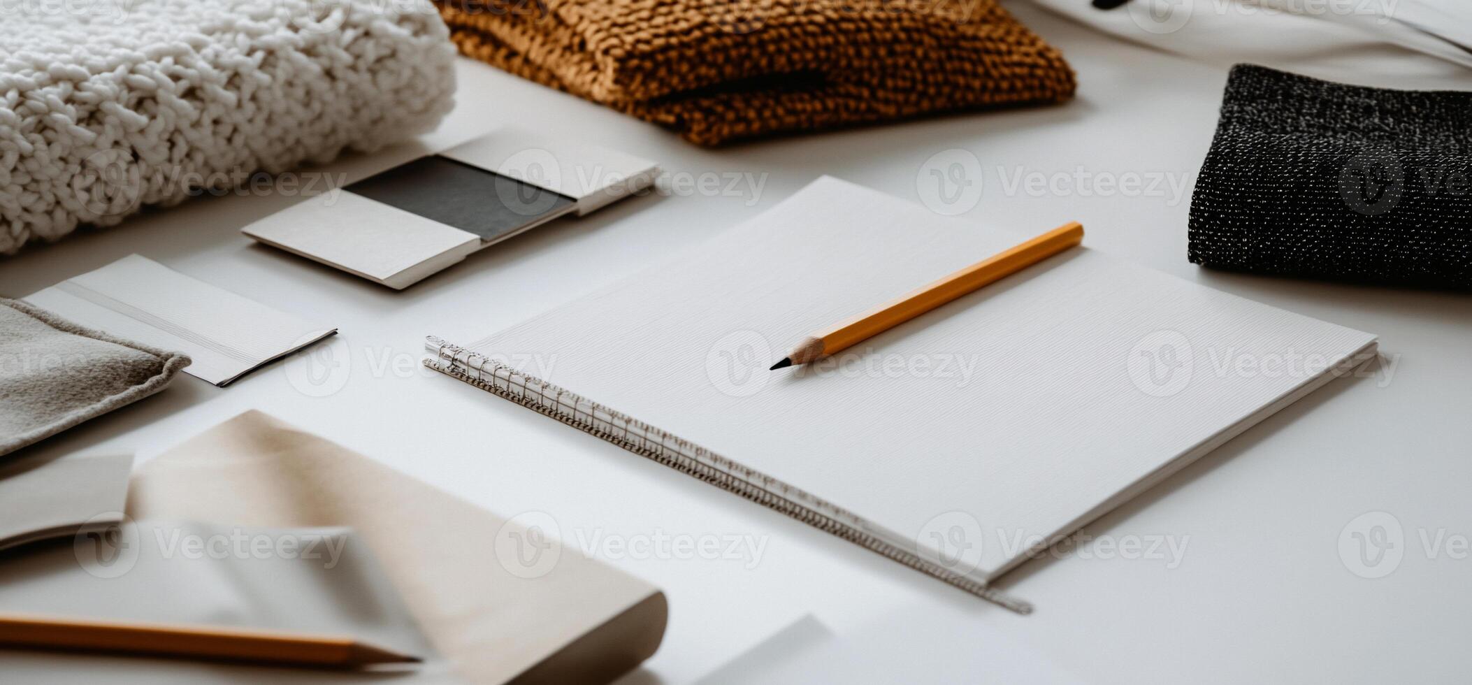 Workspace with design samples photo