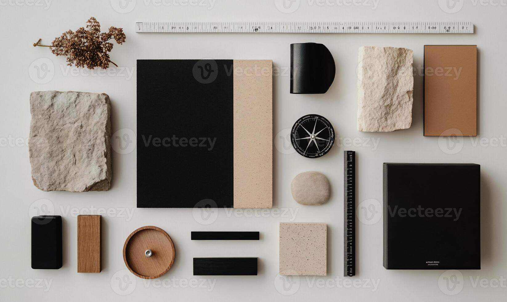 Minimalist design elements, various shapes and textures photo