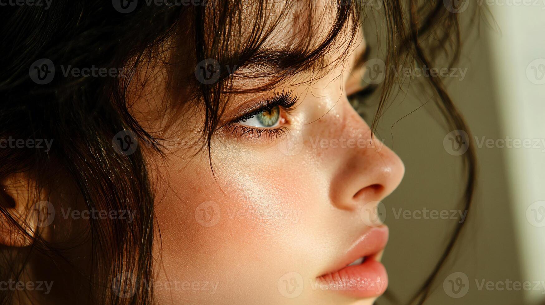 A close up of a woman with long hair photo
