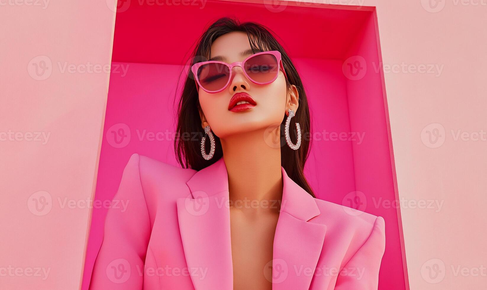Stylish woman in pink photo