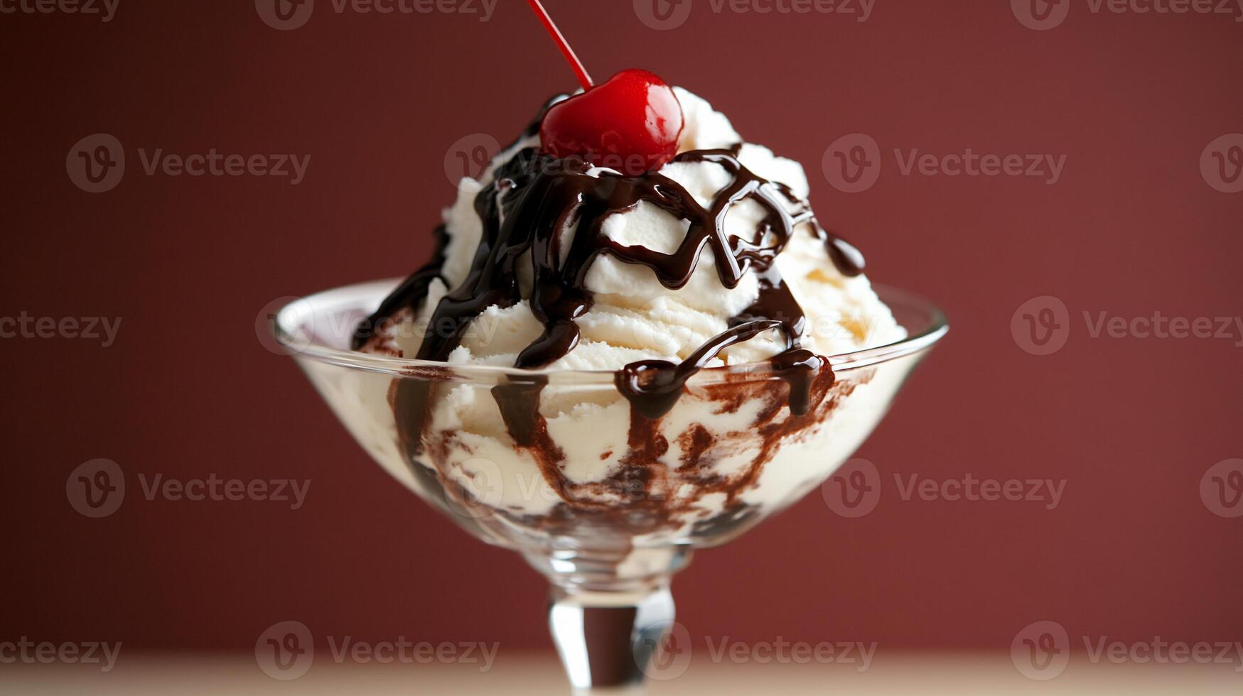 Delicious ice cream sundae photo