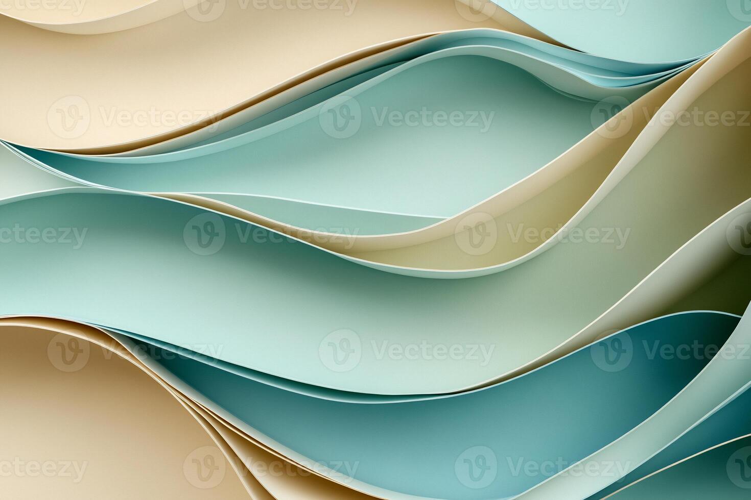 Abstract layered wavy shapes in soft pastel colors photo