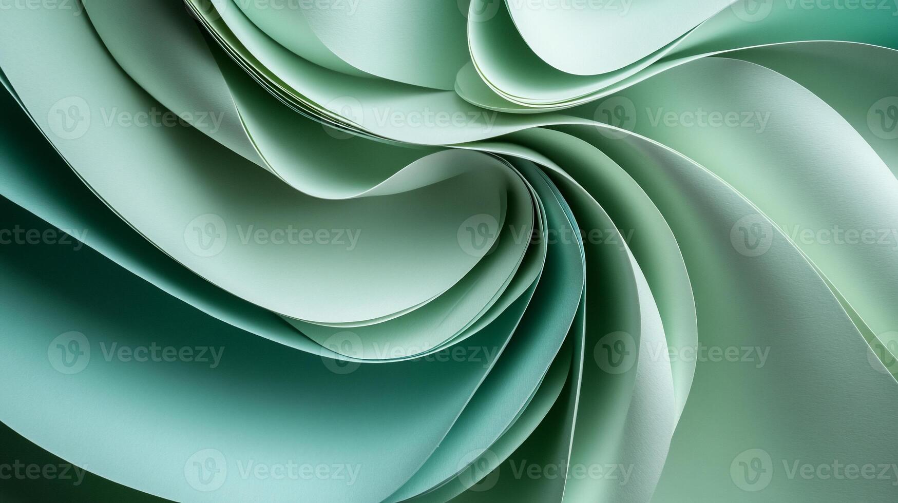 Abstract swirling paper layers in soft greens and whites photo