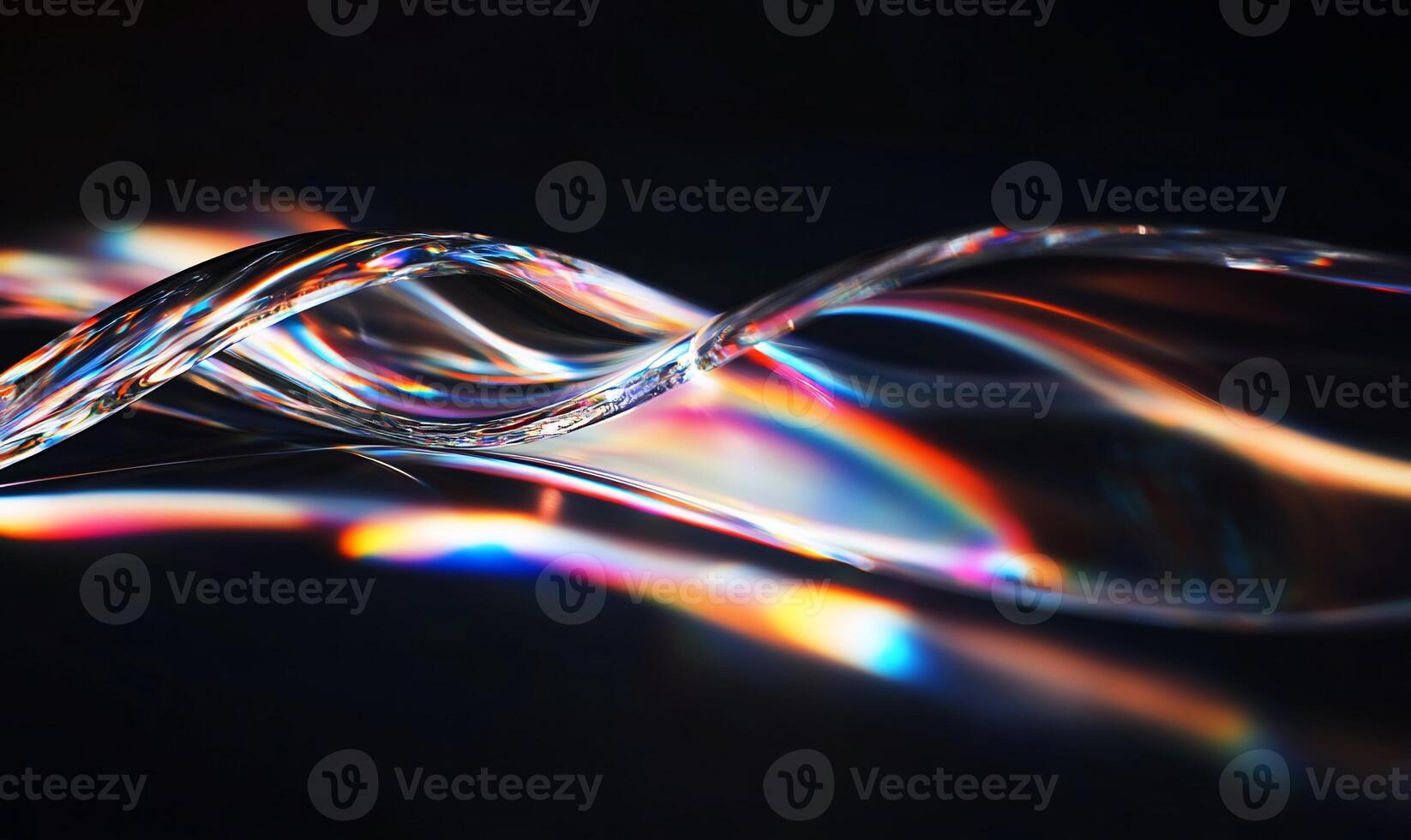 Abstract iridescent waves on a dark background photo