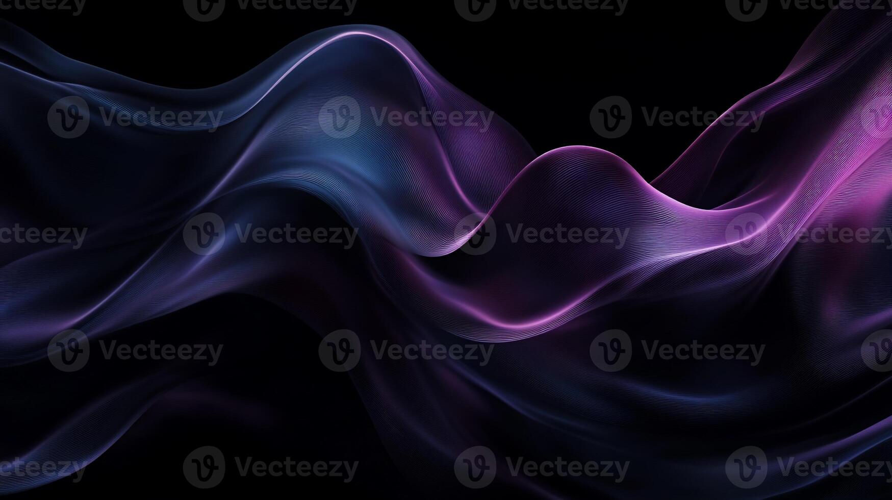 A black background with purple and blue waves photo