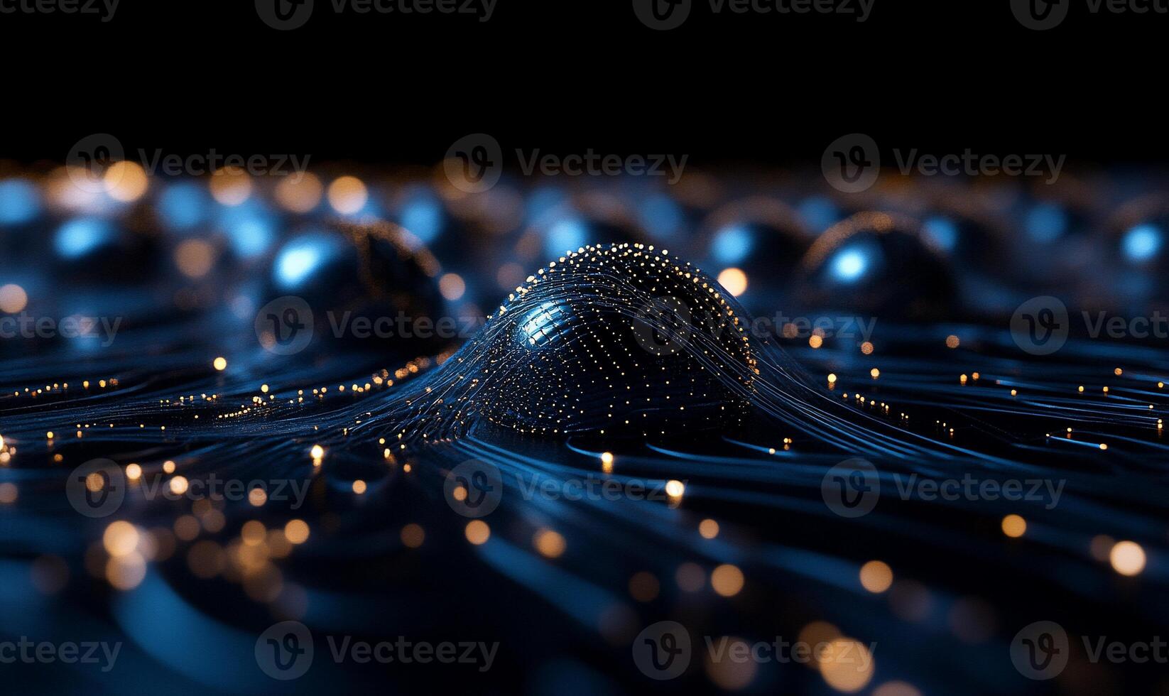 Abstract sphere design with flowing lines and golden details photo