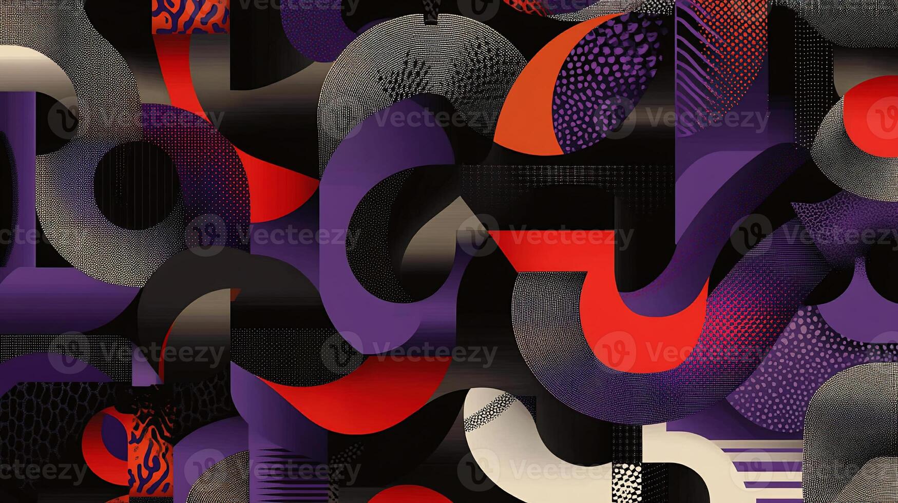 Abstract art with vibrant curves, textured surfaces, and bold color contrasts photo