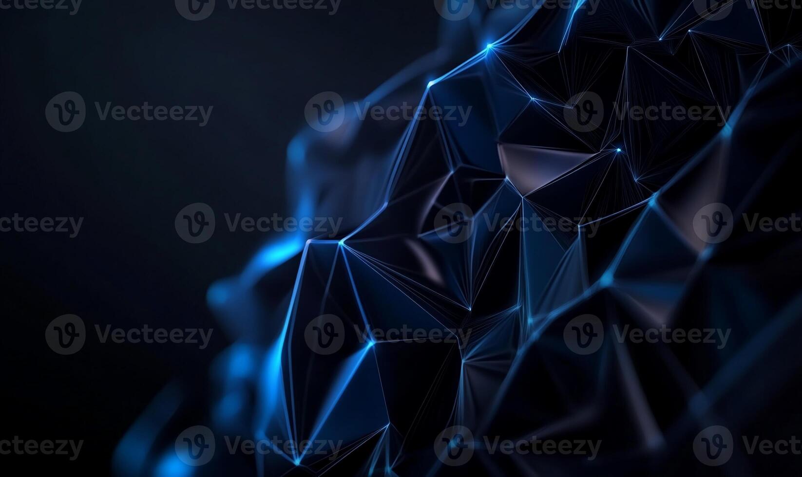 Abstract dark blue low-poly 3D mesh photo